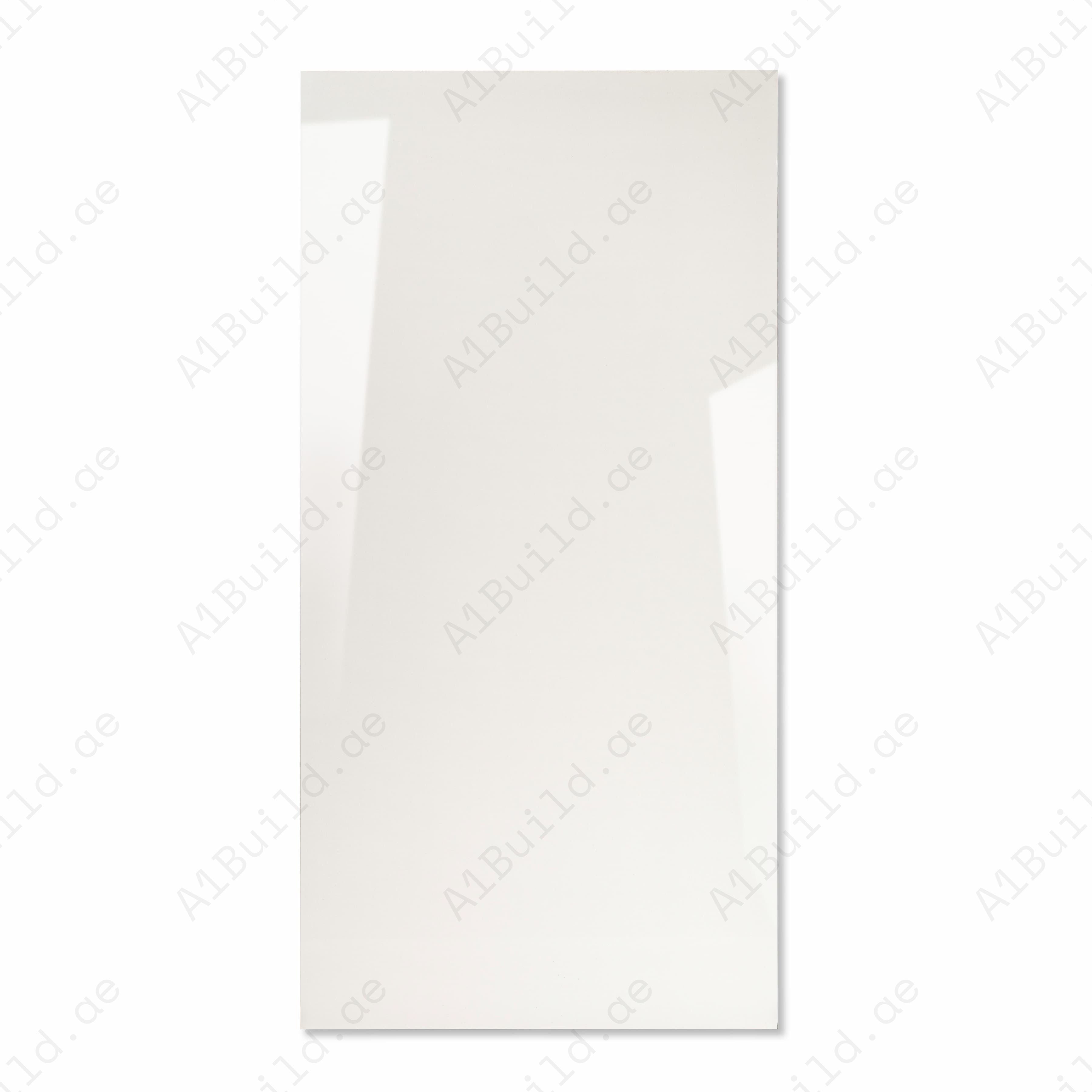 White Glossi High Gloss Porcelain Tile 60x120cm | Pure White Mirror Finish Large Format Floor & Wall Tile | Bright Luxury Interiors UAE