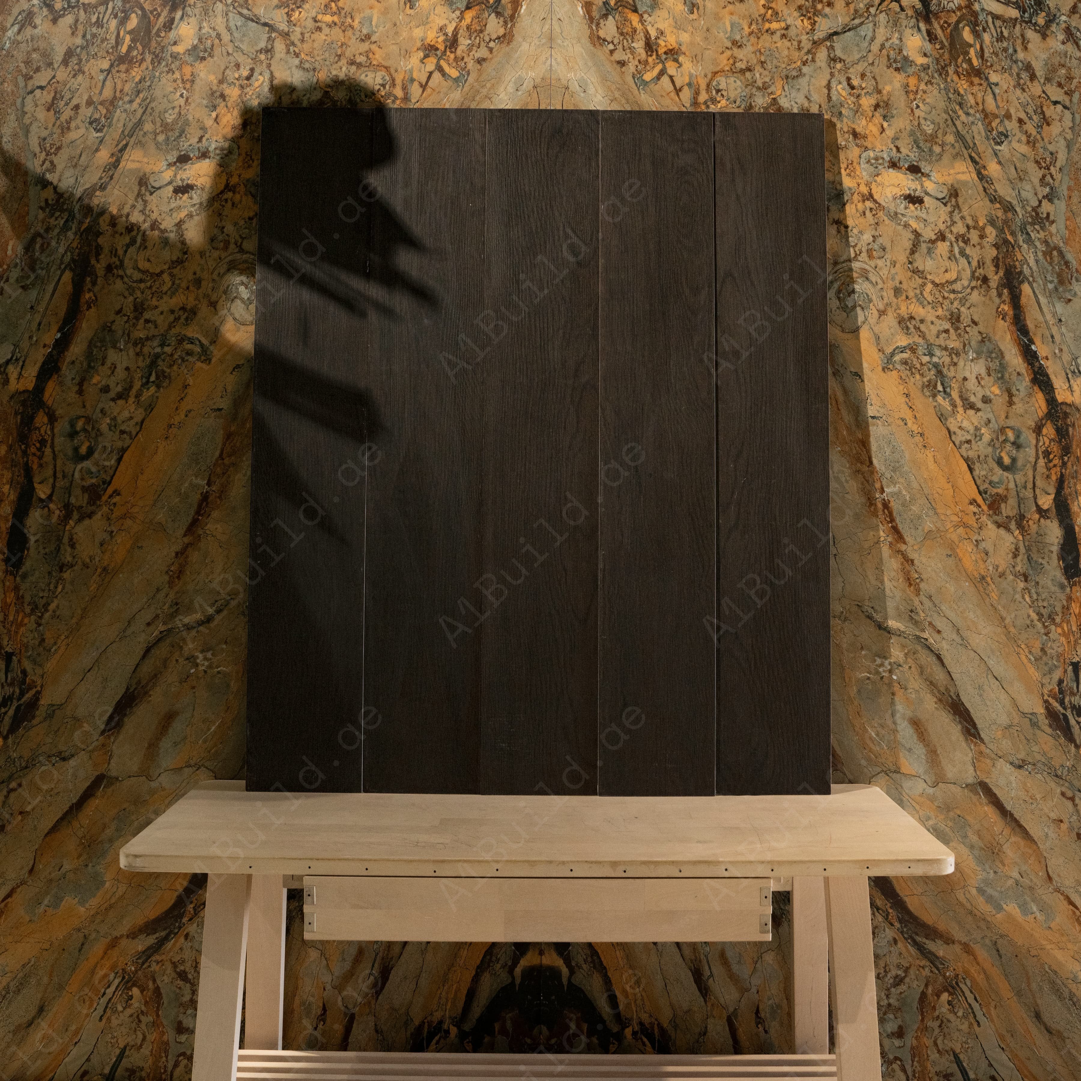 Dark wenge wood-look porcelain tile ideal for sophisticated flooring and walls