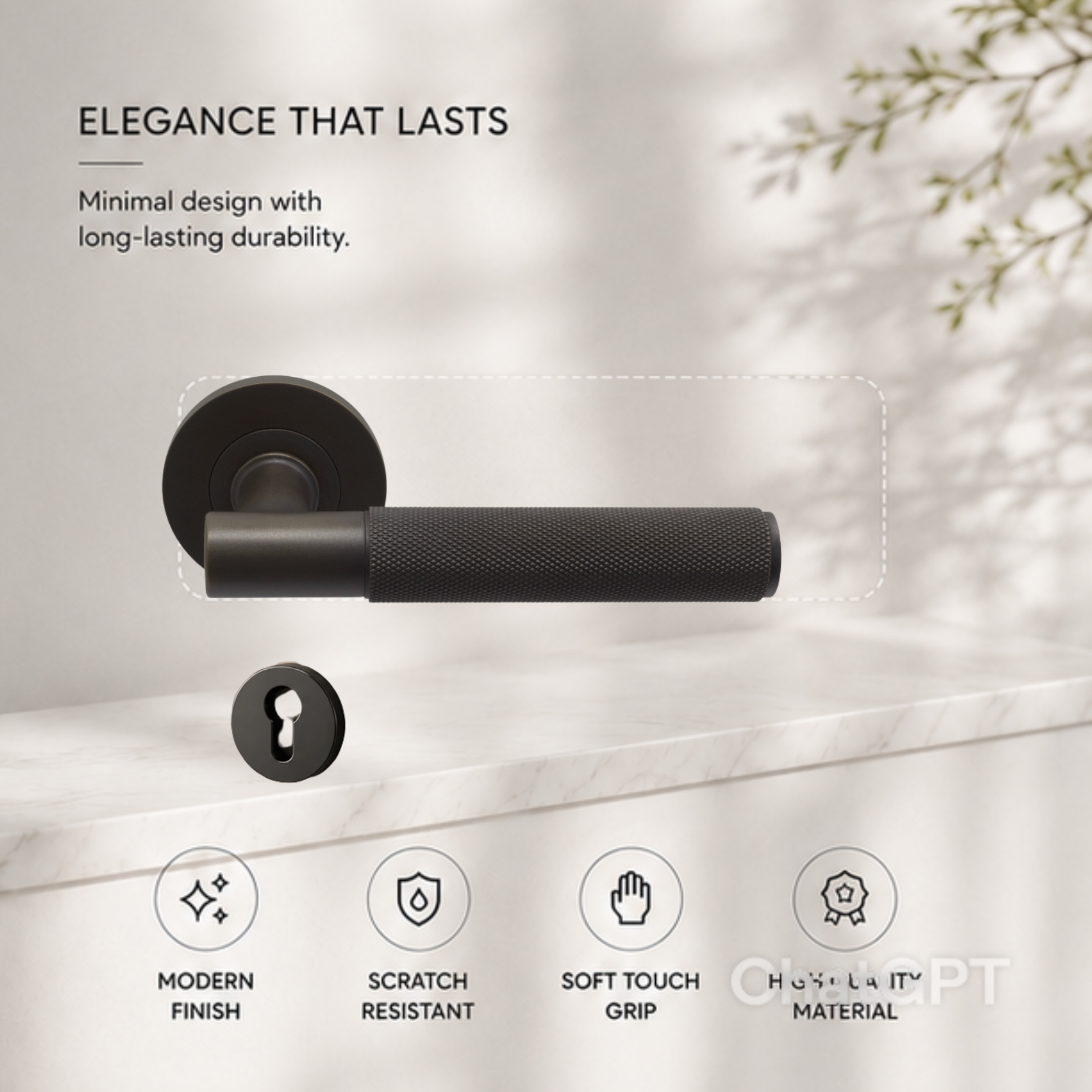 ZR220540 Cylenk Flerk Minimalist Magnetic Door Handle with PVD Coat