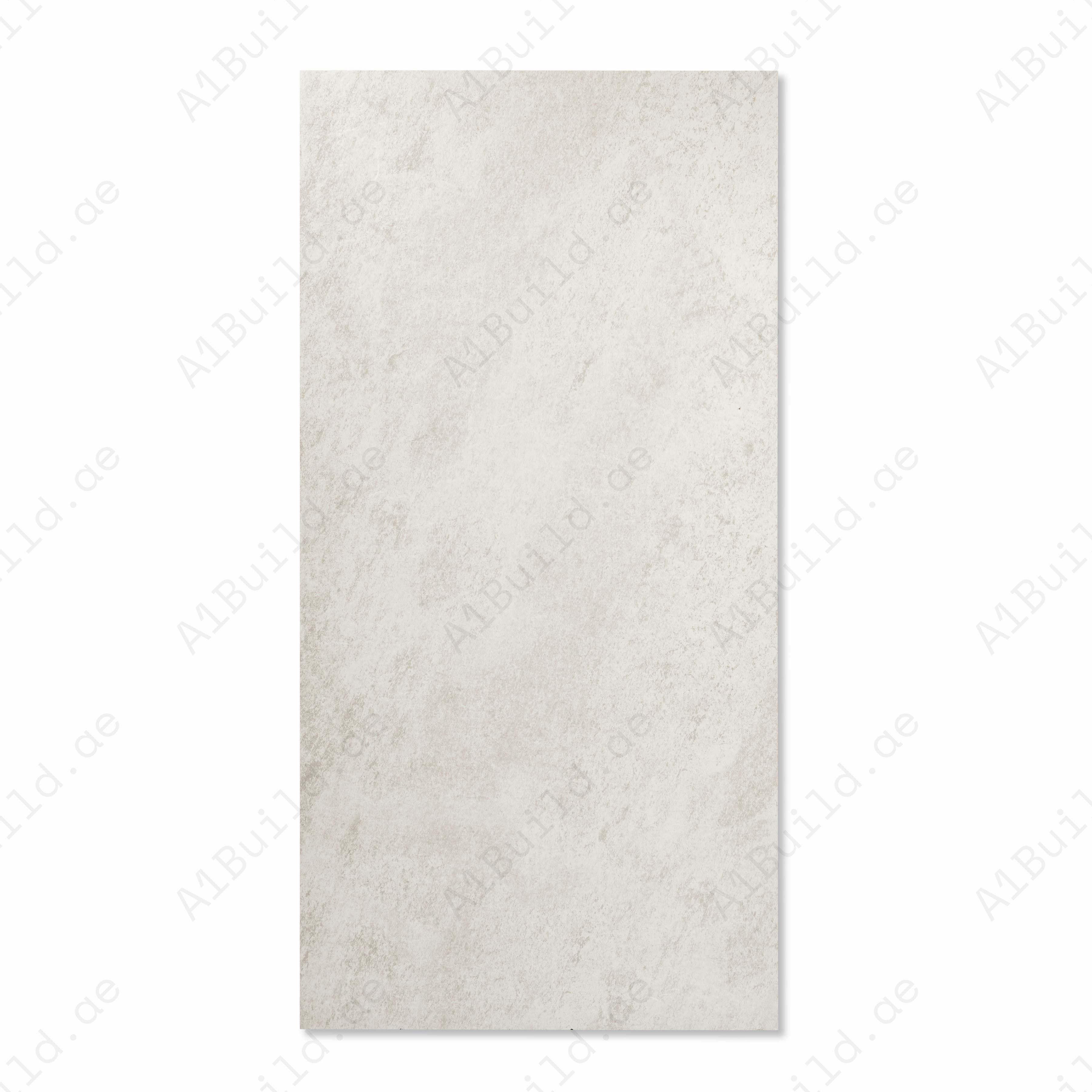 Volcanic Grey Matte Porcelain Tile 60x120cm | Soft White Stone Concrete Look | Large Format Floor & Wall Tile | Light Neutral Flooring UAE