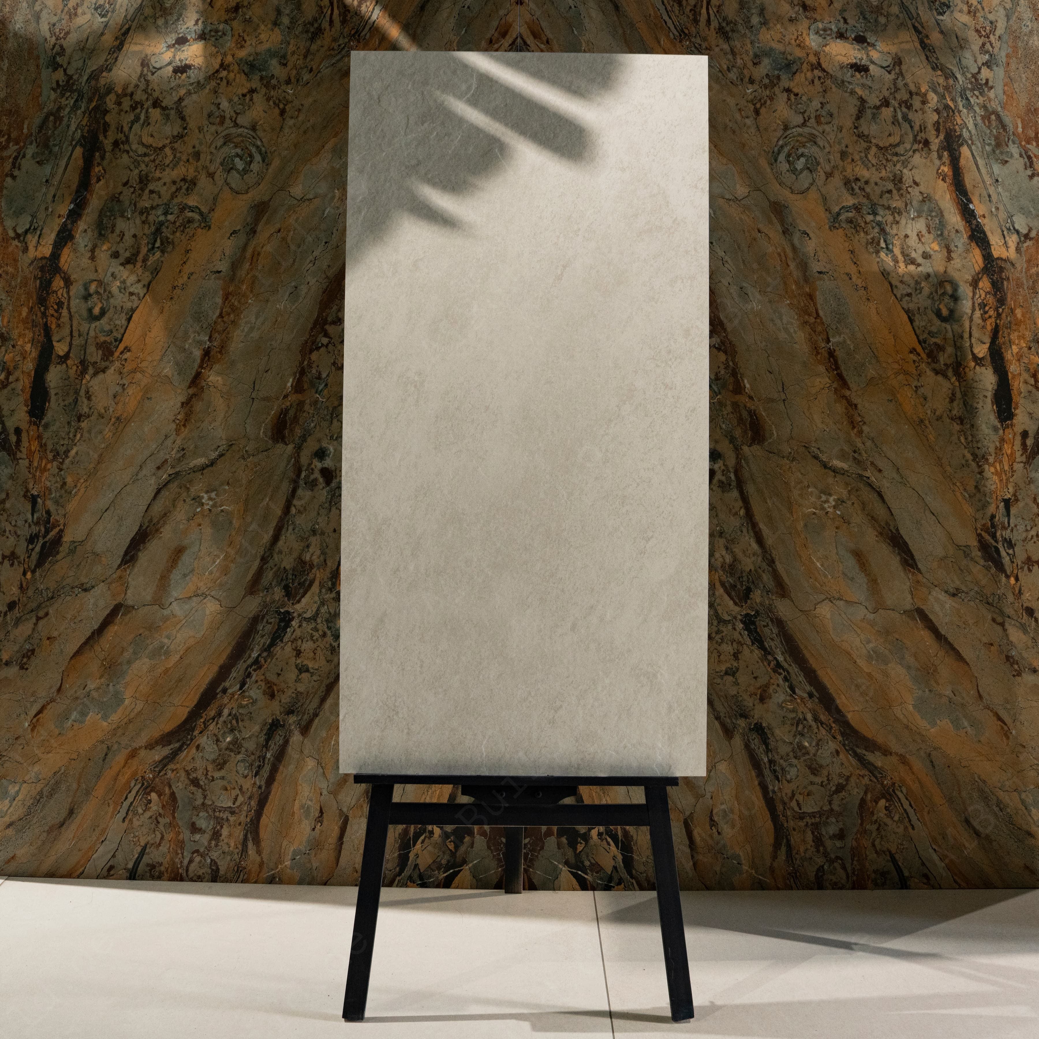Volcanic Grey Matte Porcelain Tile 60x120cm | Soft White Stone Concrete Look | Large Format Floor & Wall Tile | Light Neutral Flooring UAE