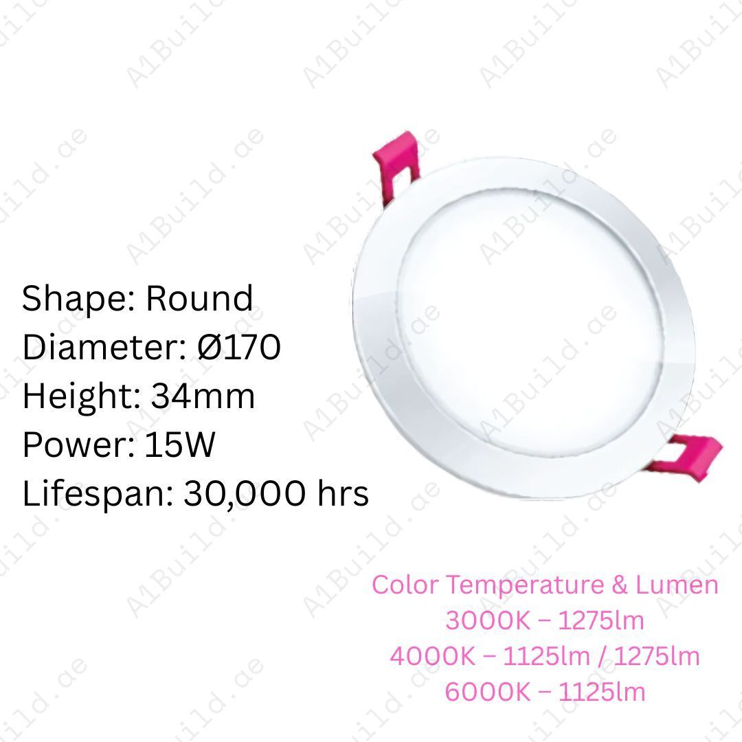 15W LED Panel Downlight with up to 1275lm brightness, 120° beam angle & 30,000hrs lifespan. Energy-saving recessed ceiling light for homes & offices.
