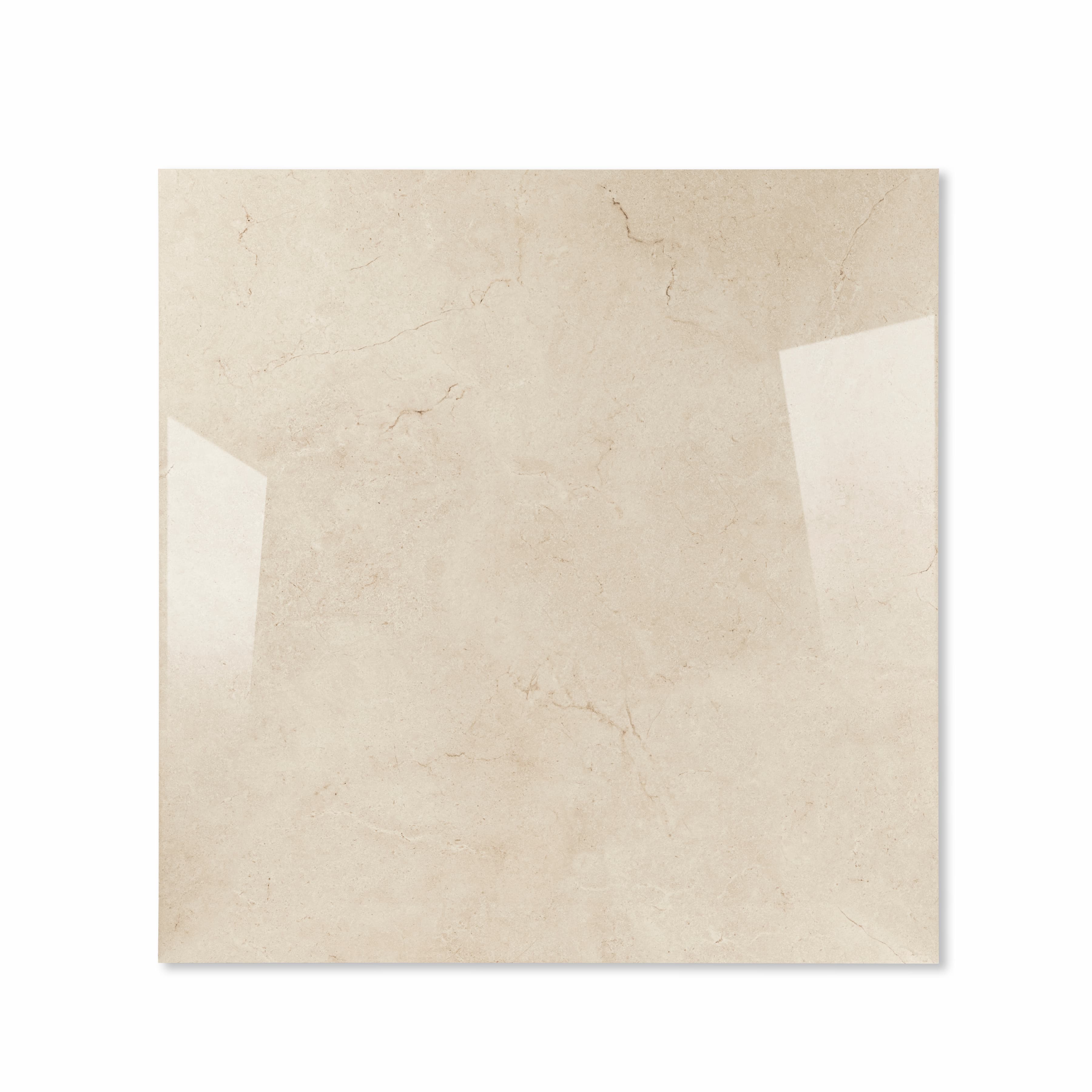 Top view of Marfil Pearl Crema Marfil-effect porcelain tile with warm beige tones and glossy finish
