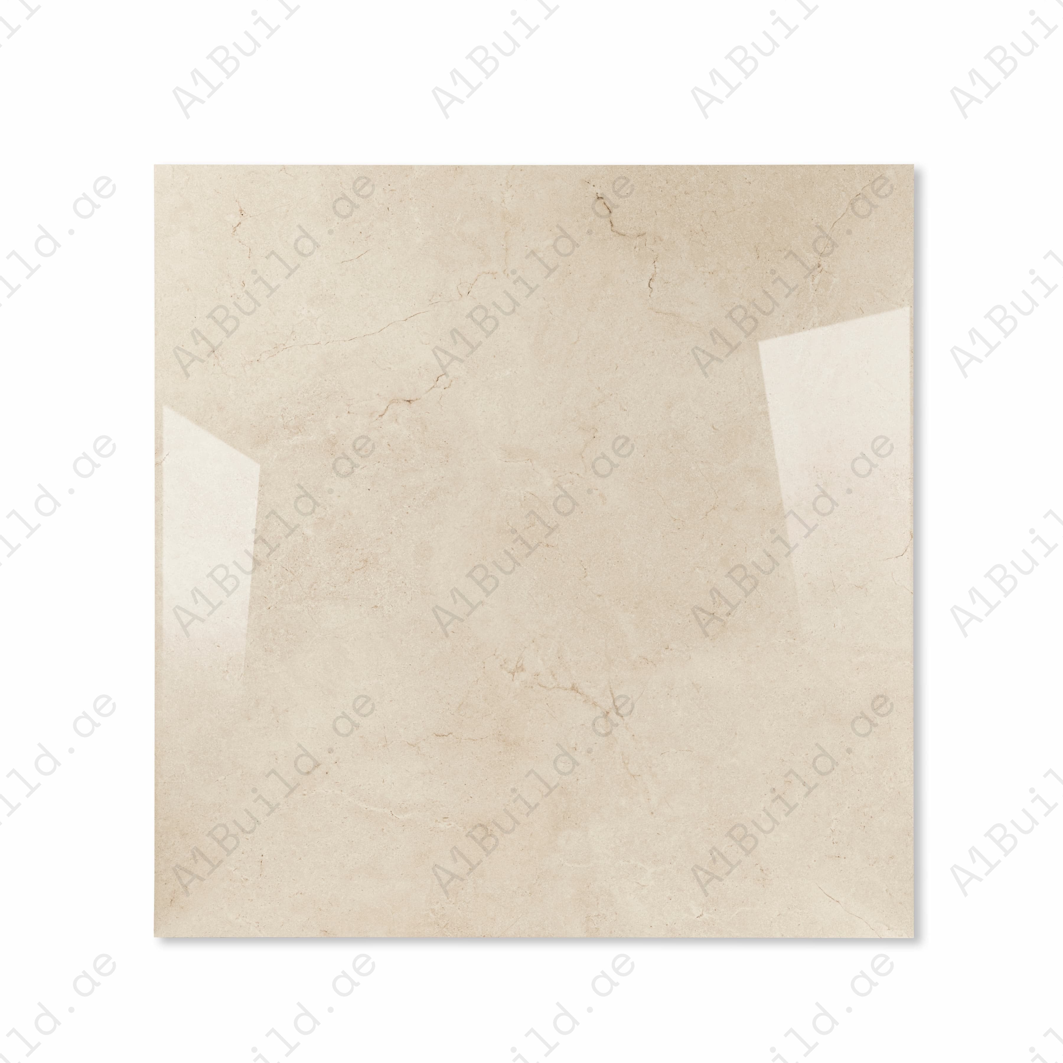 Top view of Marfil Pearl Crema Marfil-effect porcelain tile with warm beige tones and glossy finish