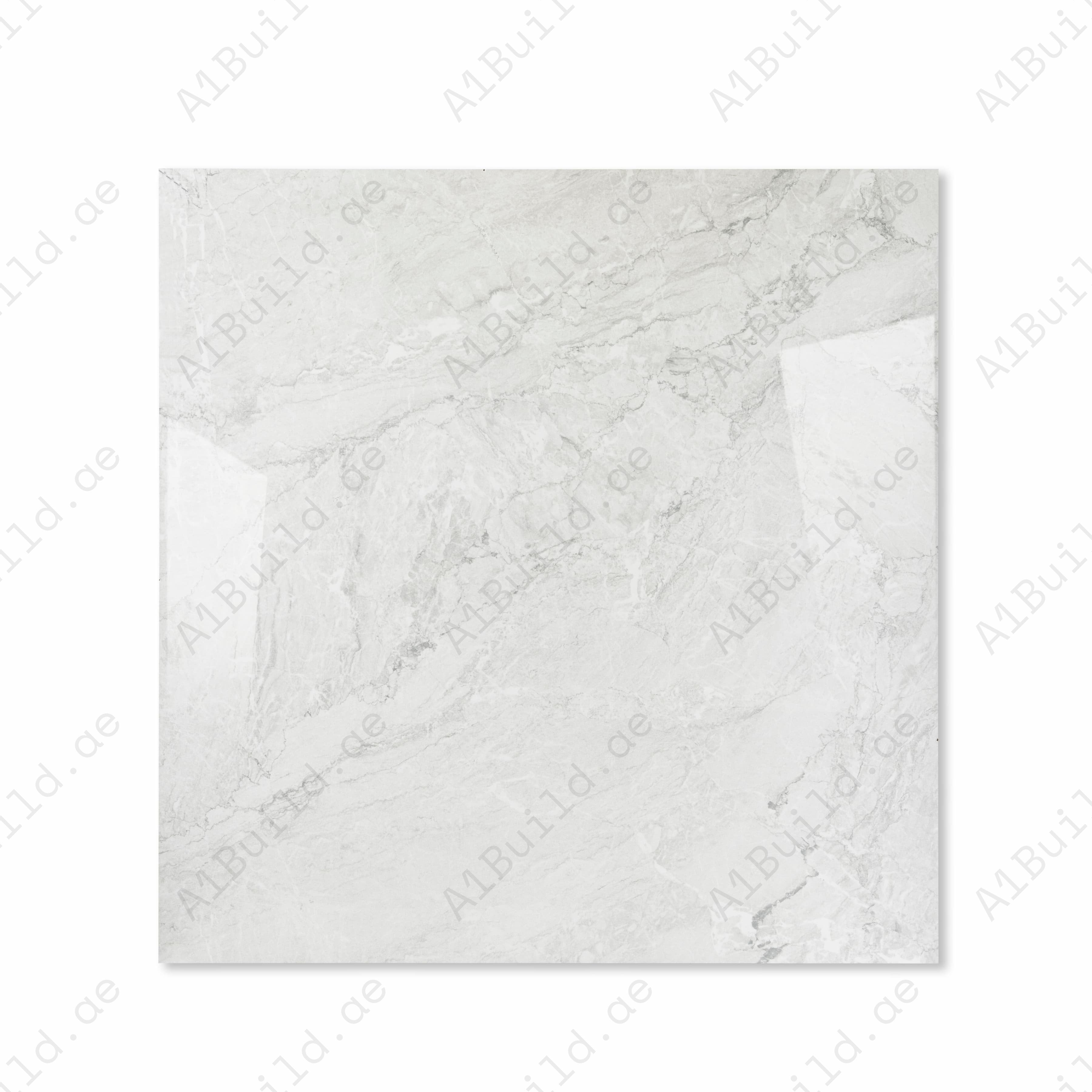 Silver Fume Glossy Porcelain Tile 120x120cm — Misty Silver Marble Look Floor & Wall Tile UAE