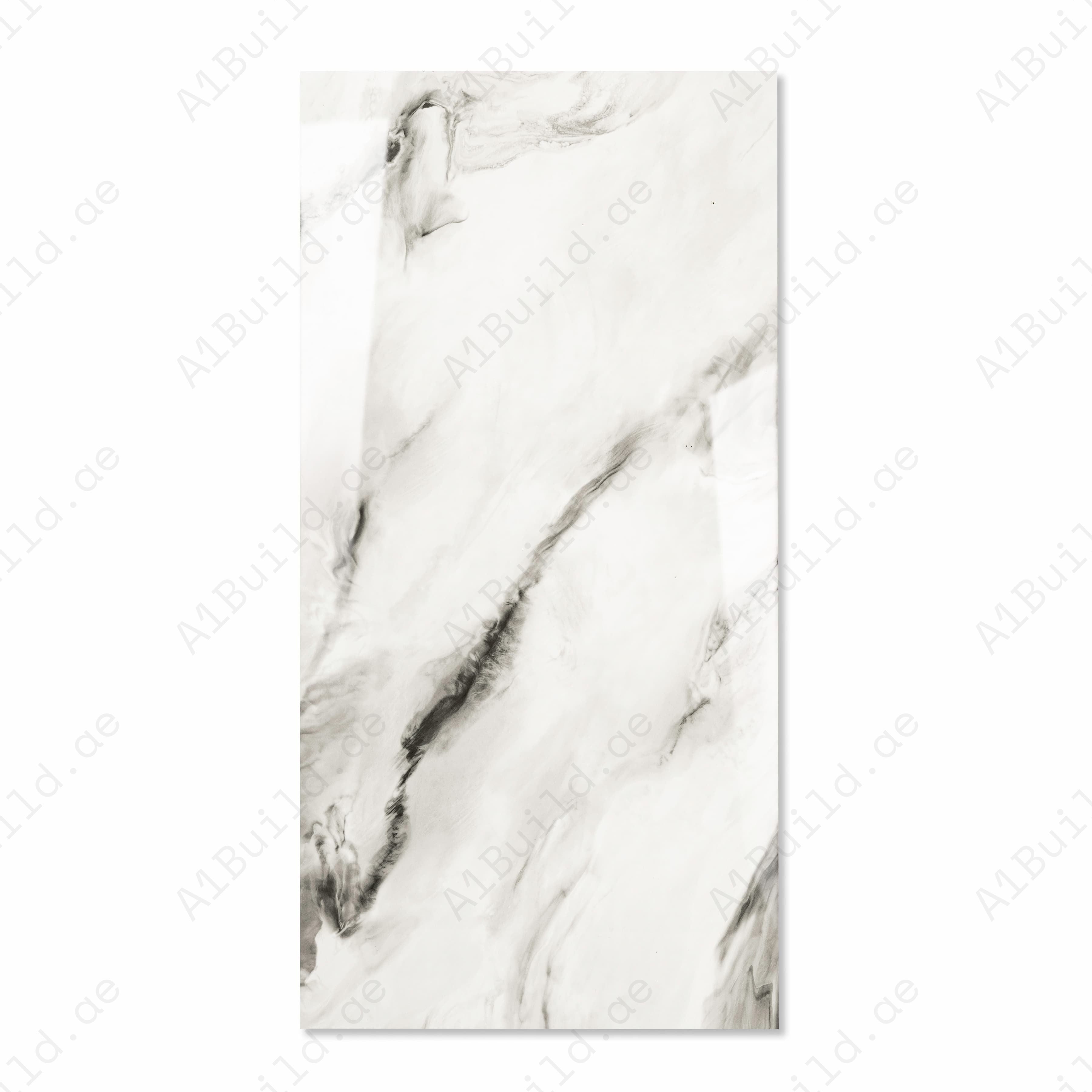 Sheela Carrara White Glossy Porcelain Tile 60x120cm | Bold Dramatic Black Veined Marble Look | Large Format Luxury Floor & Wall Tile UAE
