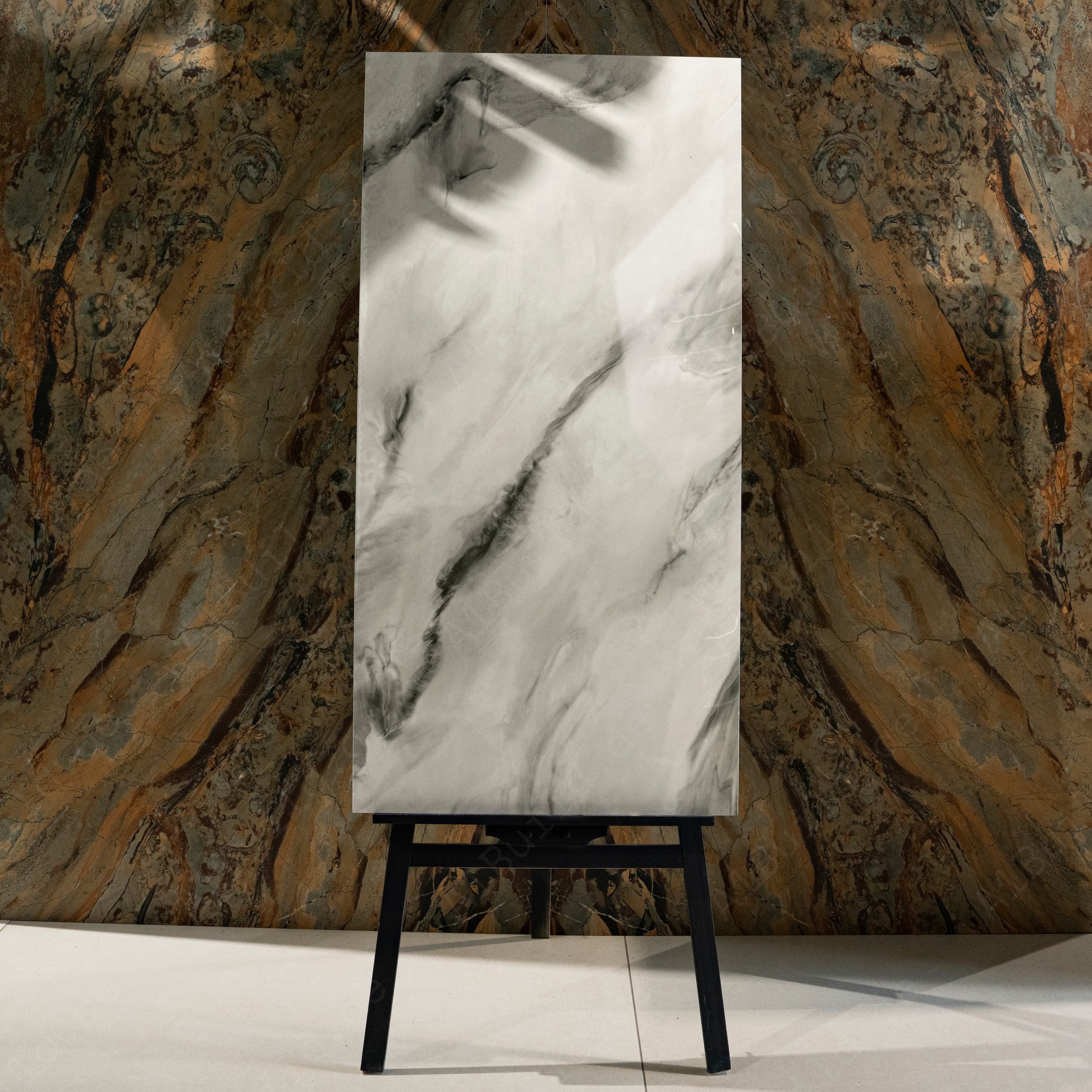 Sheela Carrara White Glossy Porcelain Tile 60x120cm | Bold Dramatic Black Veined Marble Look | Large Format Luxury Floor & Wall Tile UAE
