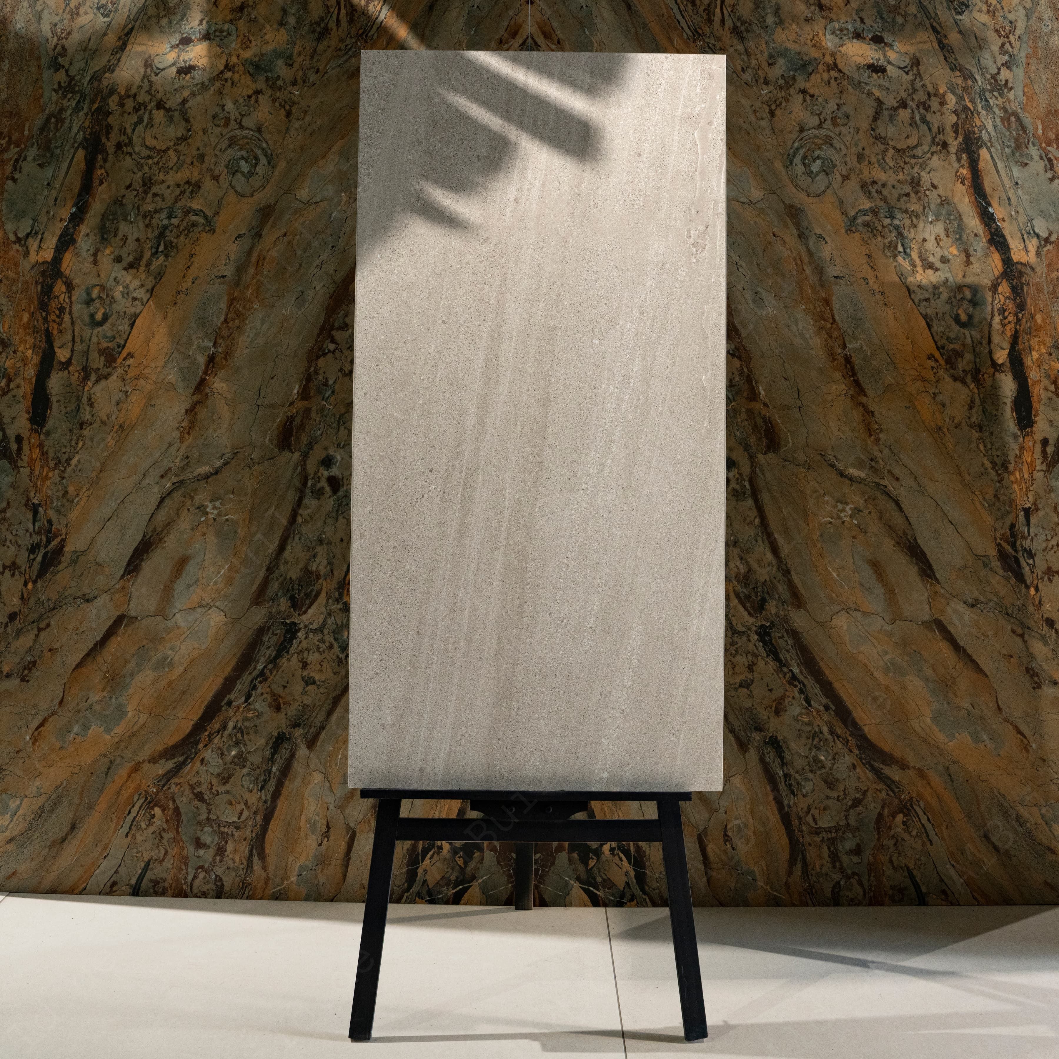 Nexxus Choco Light Matte Porcelain Tile 60x120cm | Travertine Limestone Look Large Format Floor & Wall Tile | Warm Beige Natural Stone Flooring UAE