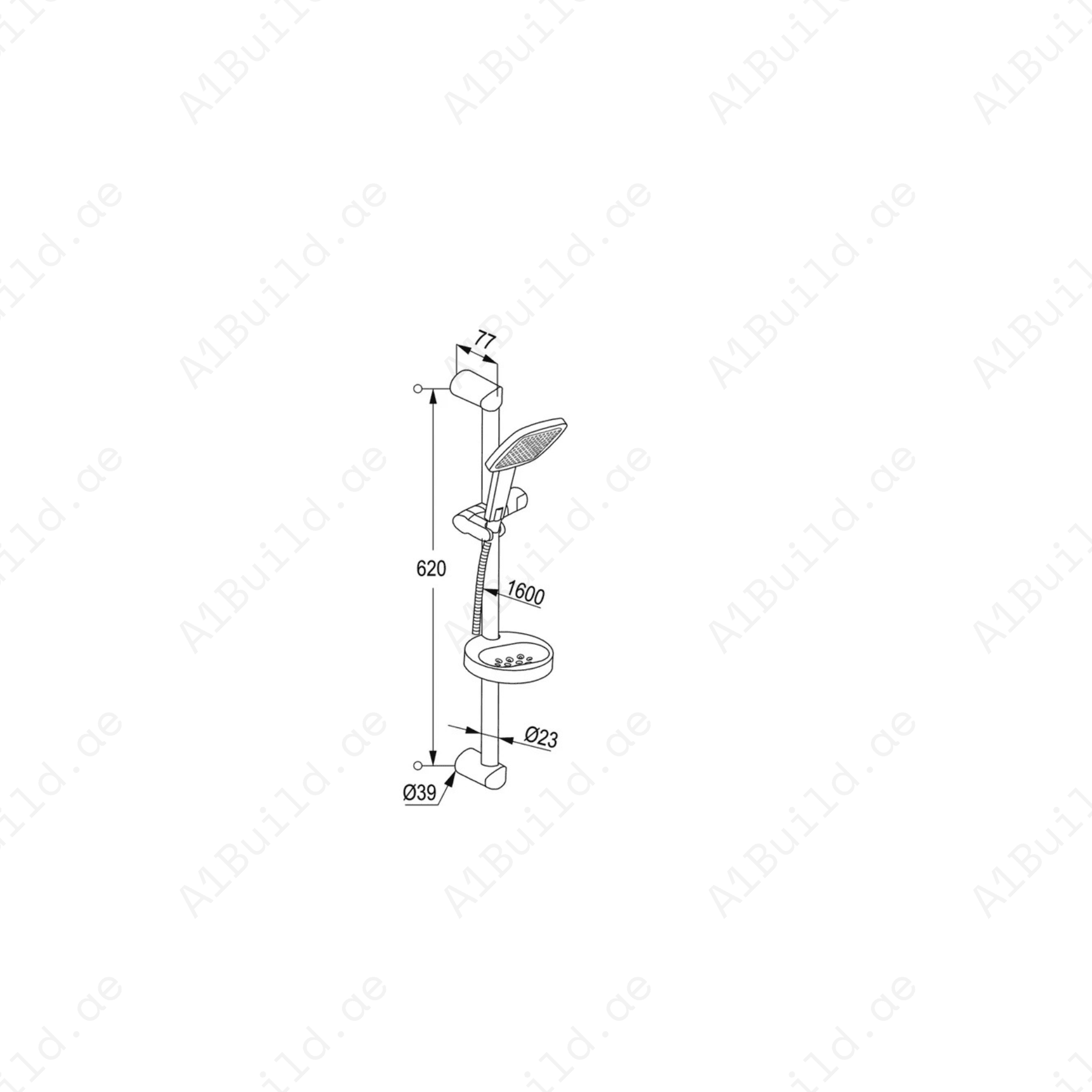 1S PROFILE PLUS Shower Set with Adjustable Rail & Soap Dish