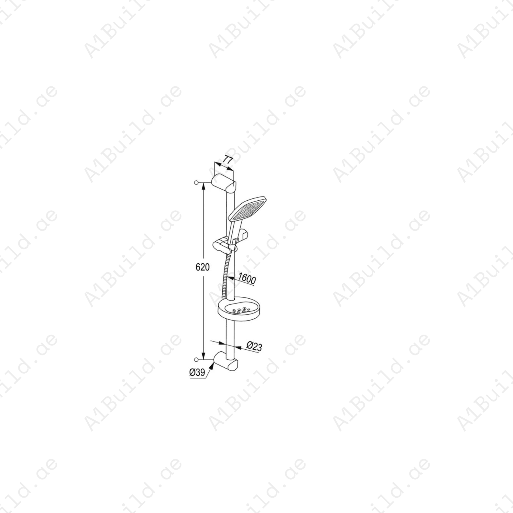 1S PROFILE PLUS Shower Set with Adjustable Rail & Soap Dish