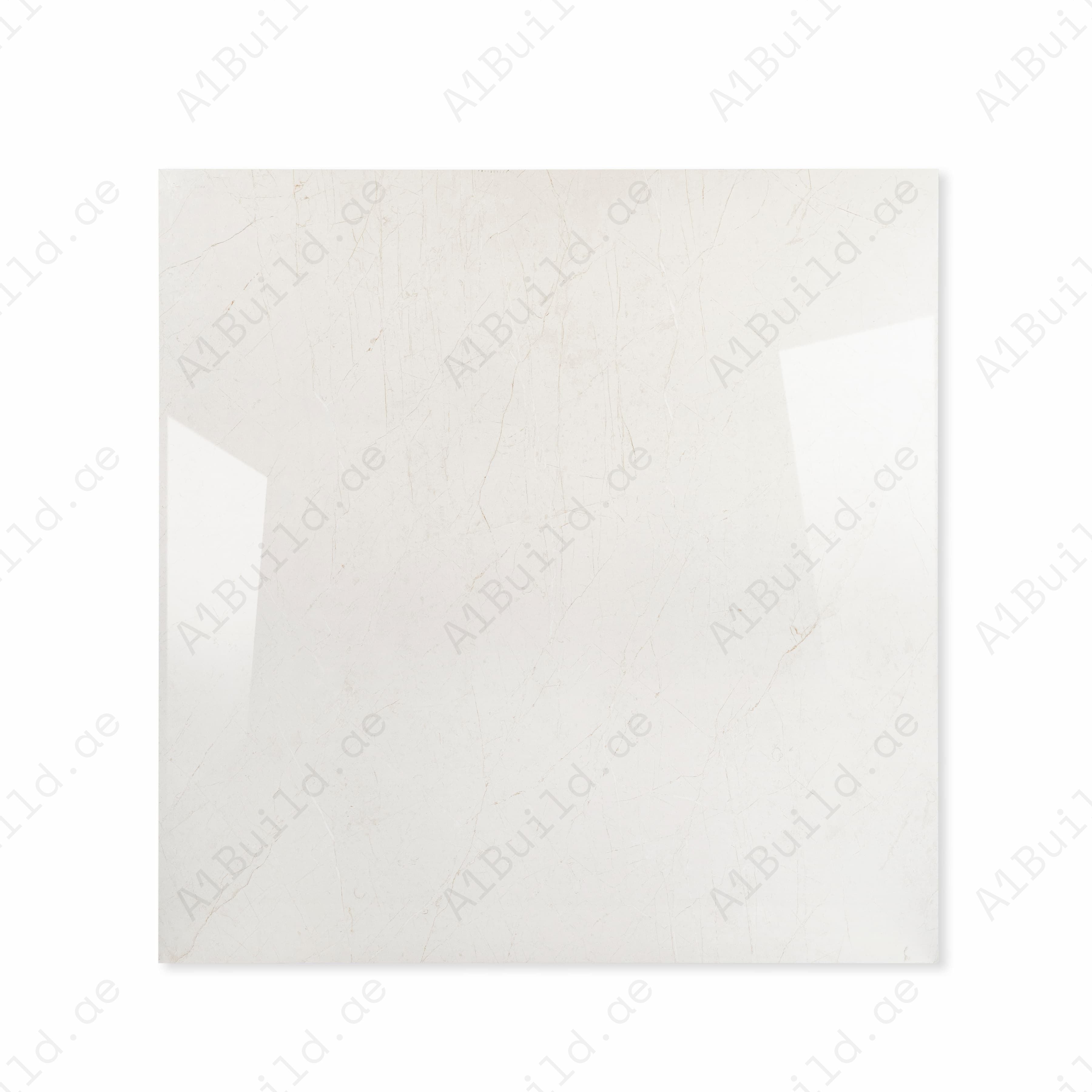 Elegant Crema glossy porcelain tile with soft marble veining in creamy white large-format luxury finish