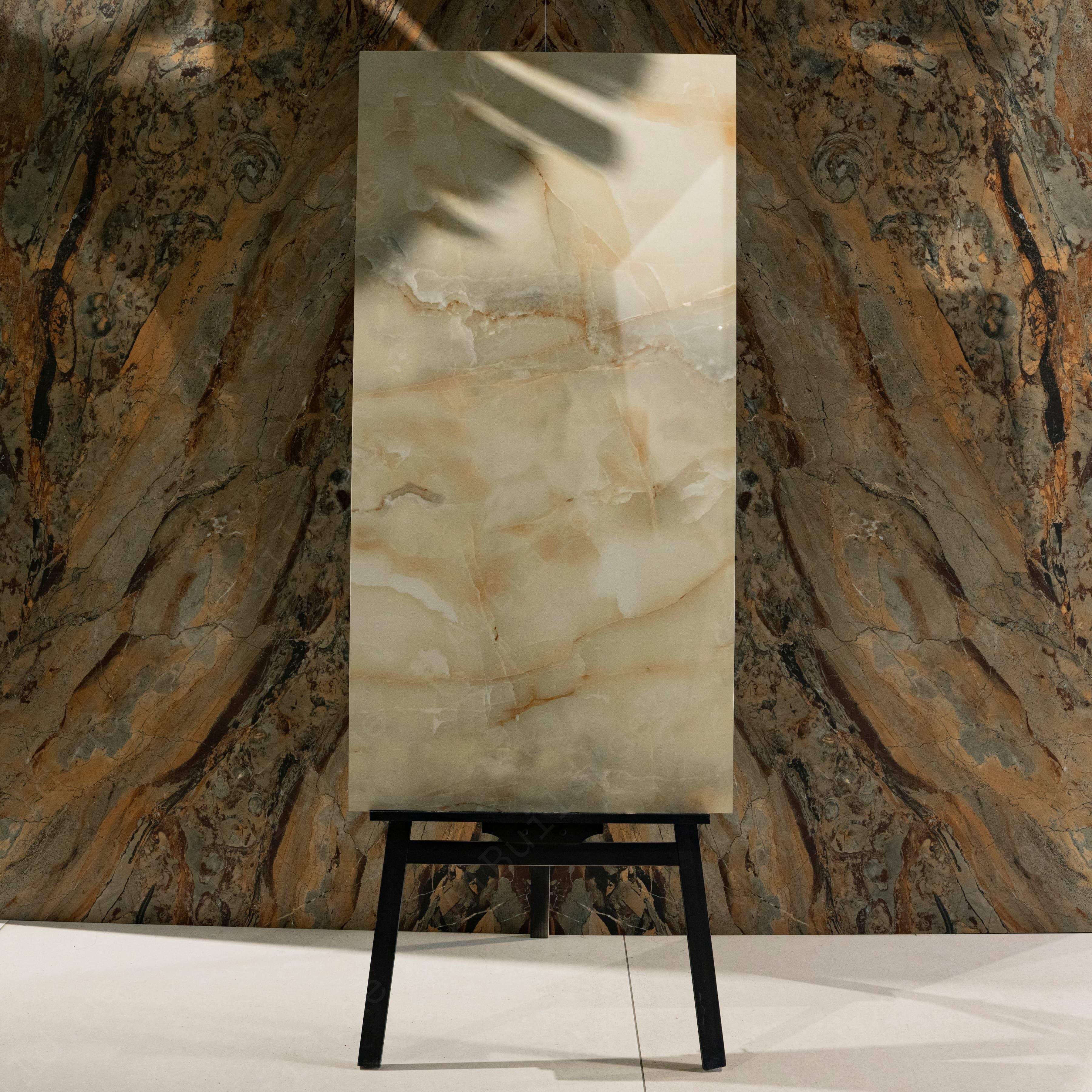 nti Onyx Glossy Porcelain Tile 60x120cm | Golden Onyx Marble Look Large Format | Ultra-Luxury Warm Tone Floor & Wall Tile UAE Dubai Abu Dhabi