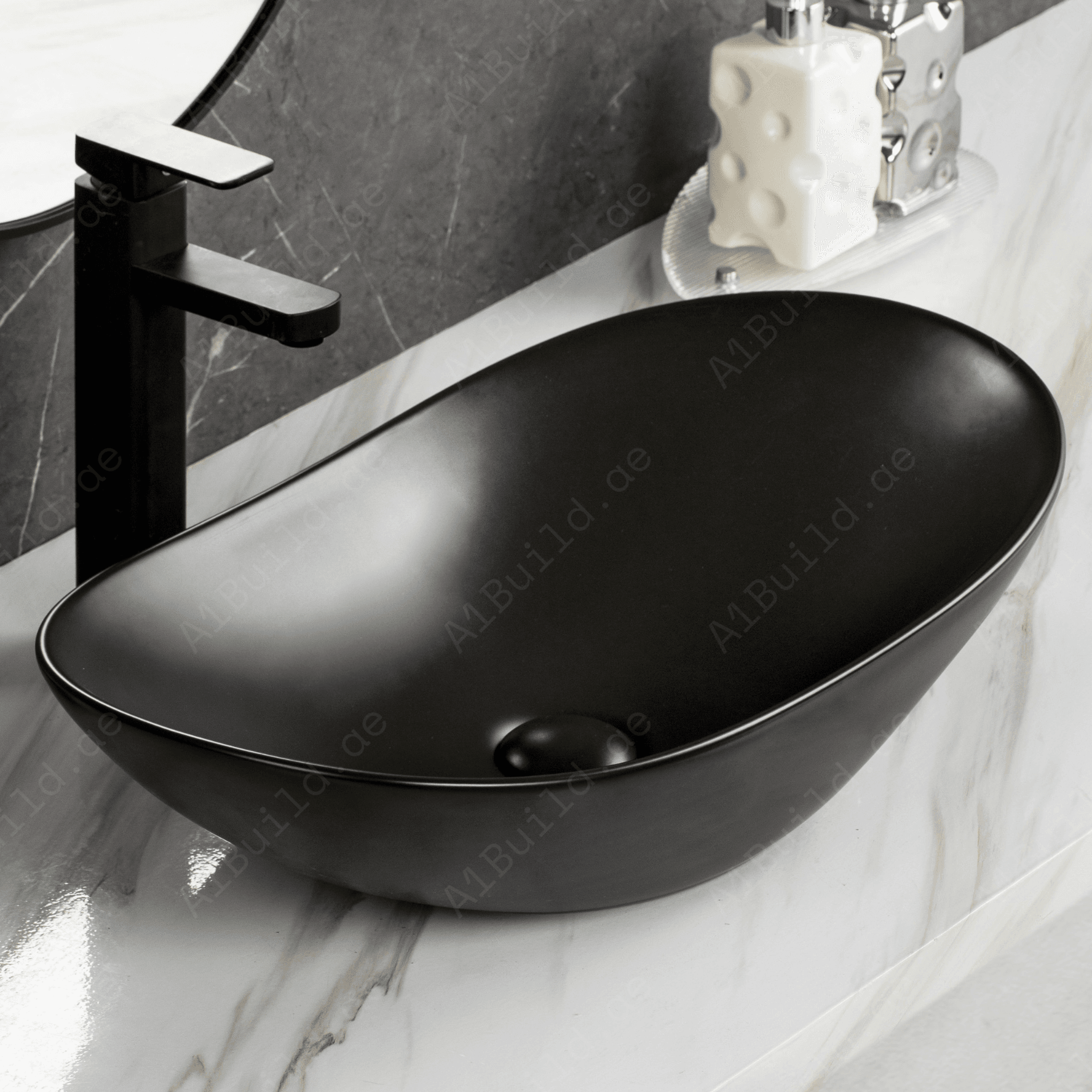 COUNTERTOP WASH BASIN W/O TAP HALE 630*360*150 MM, MATT BLACK