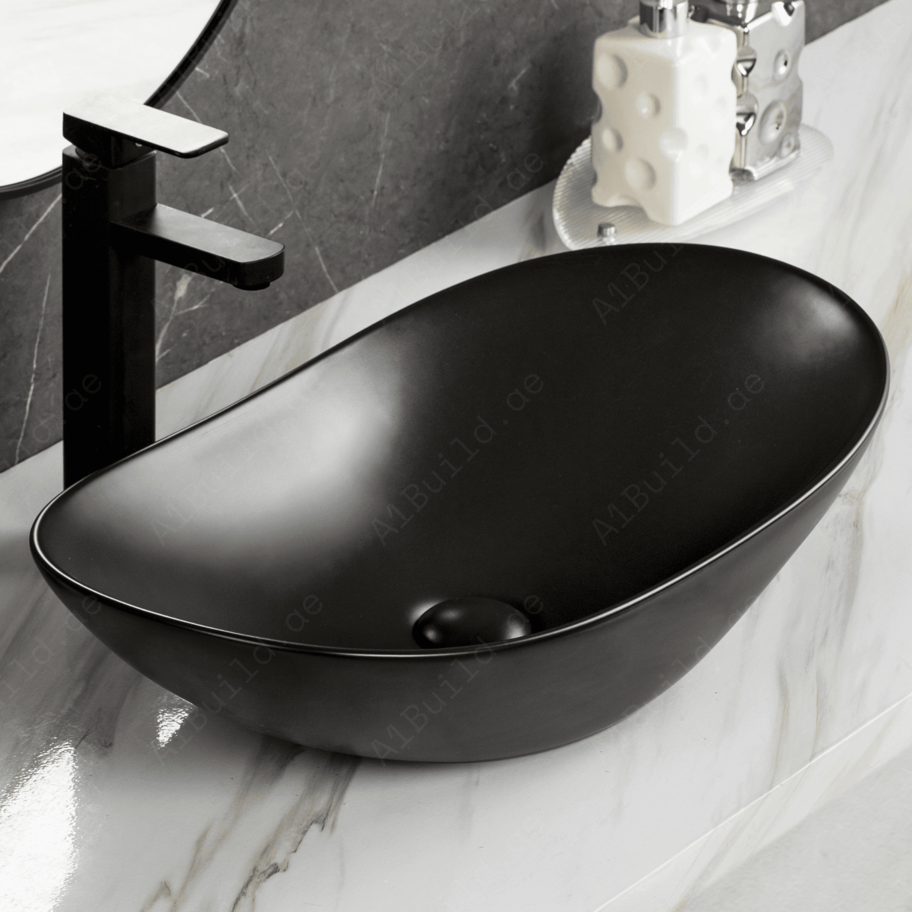 COUNTERTOP WASH BASIN W/O TAP HALE 630*360*150 MM, MATT BLACK