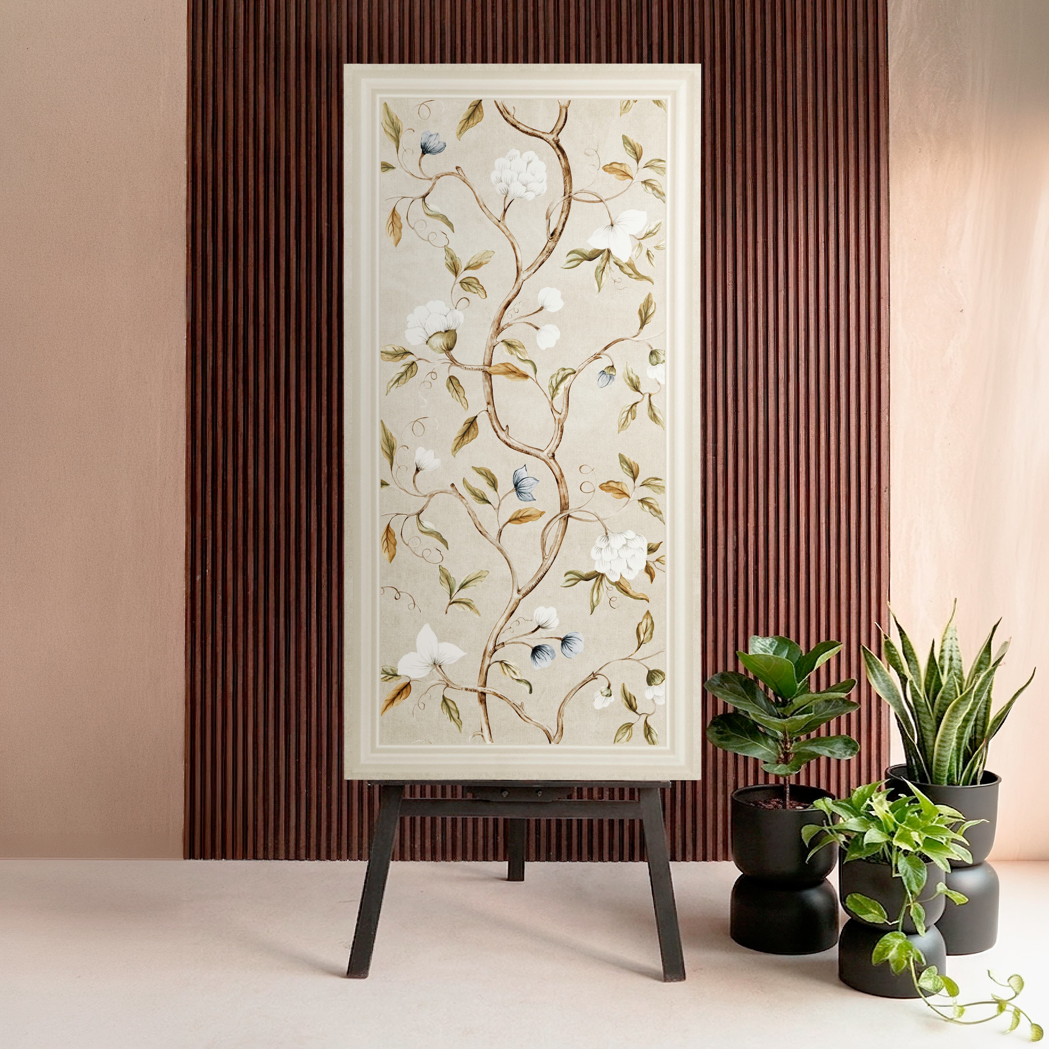 Crema Frame Blossom Matt Decorative Stone Effect Porcelain Floor & Wall Tile 60x120cm 9mm