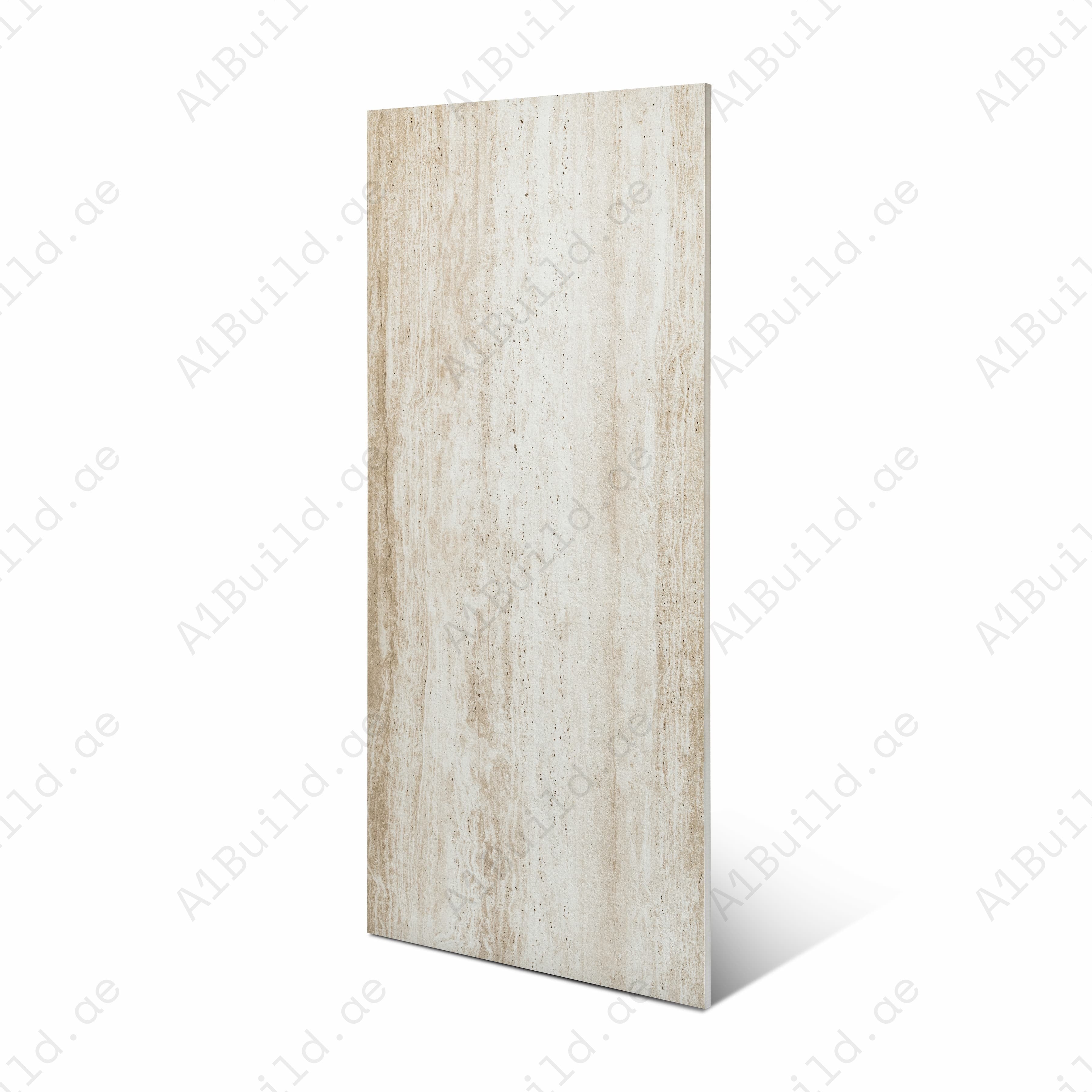 Travertine Mist matt porcelain tile 60x120cm x 2mm with elegant stone look. Durable large format tile ideal for modern floors and walls in residential spaces.