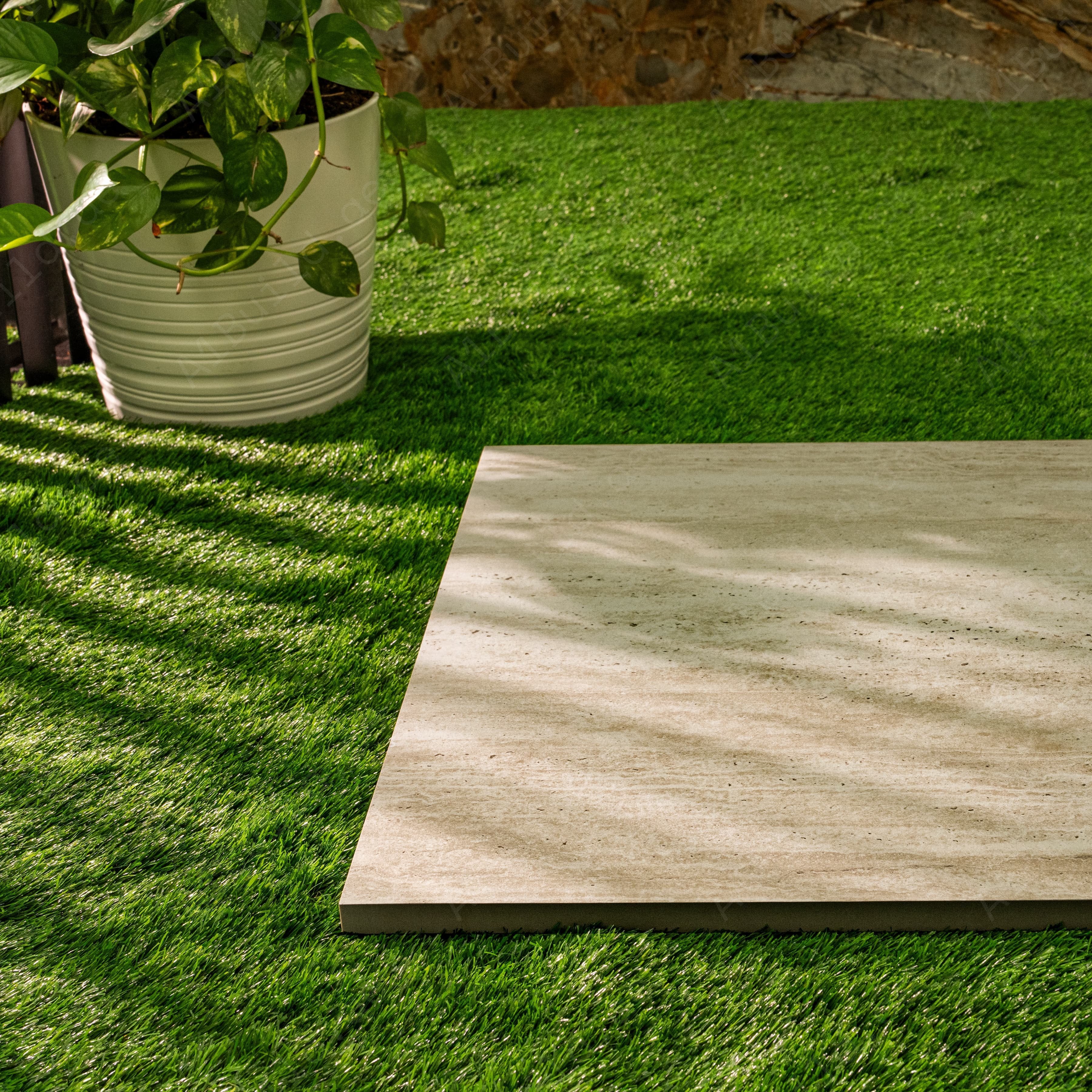Travertine Mist matt porcelain tile 60x120cm x 2mm with elegant stone look. Durable large format tile ideal for modern floors and walls in residential spaces.