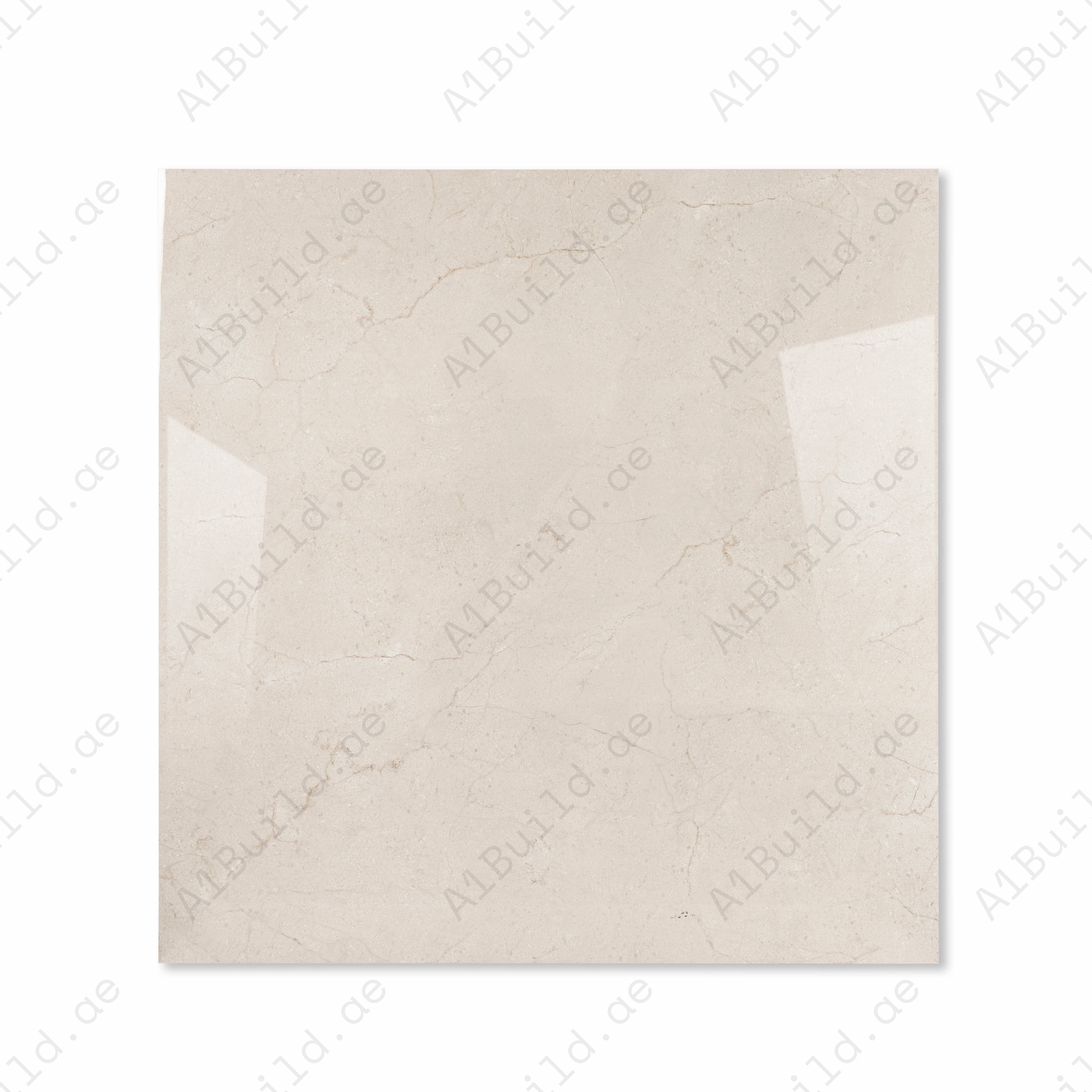 Top view of Ultimate Marfil Pro premium Crema Marfil-effect porcelain tile with creamy beige base and honey hairline veining