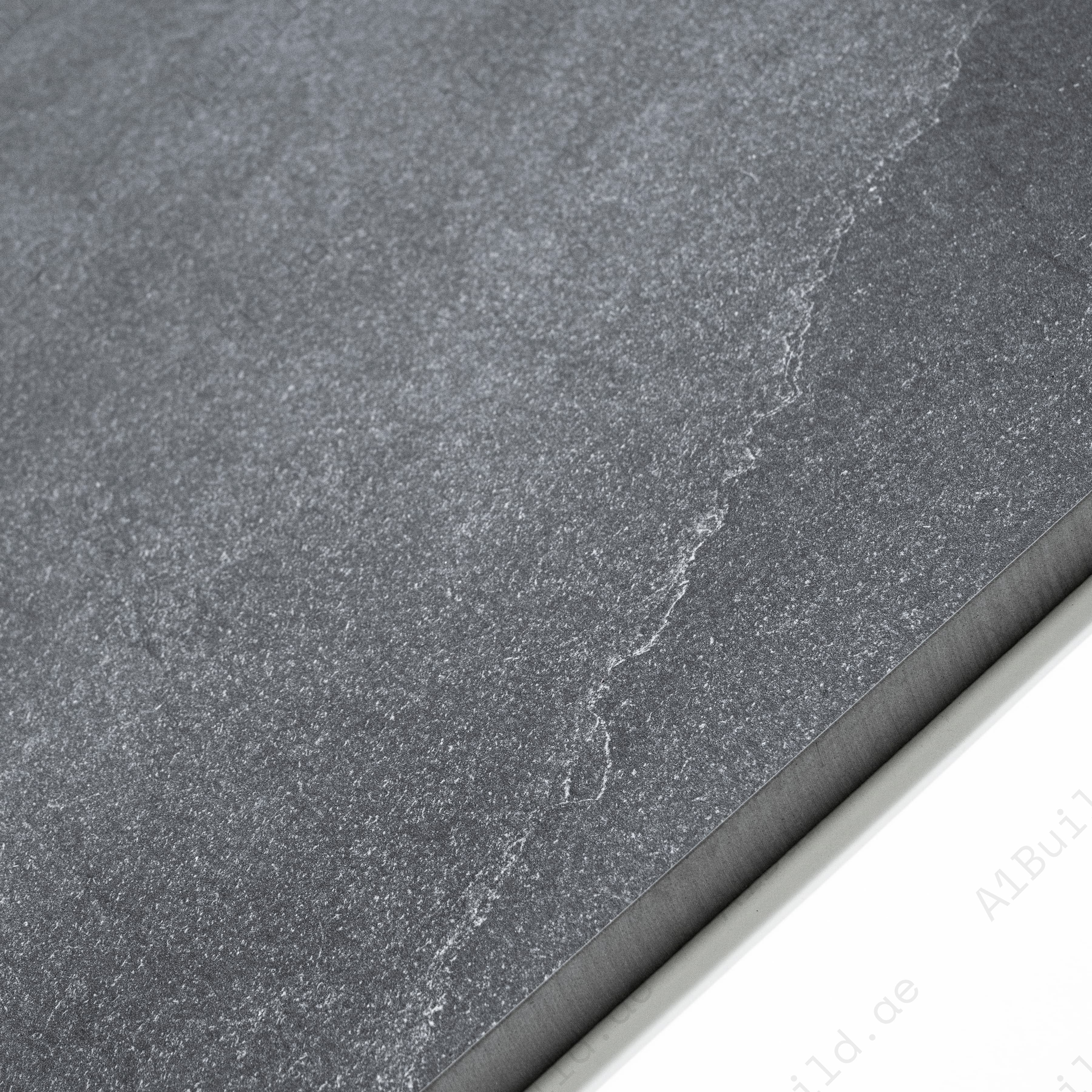 Close-up of New Brazilian Black porcelain tile surface with subtle veining detail