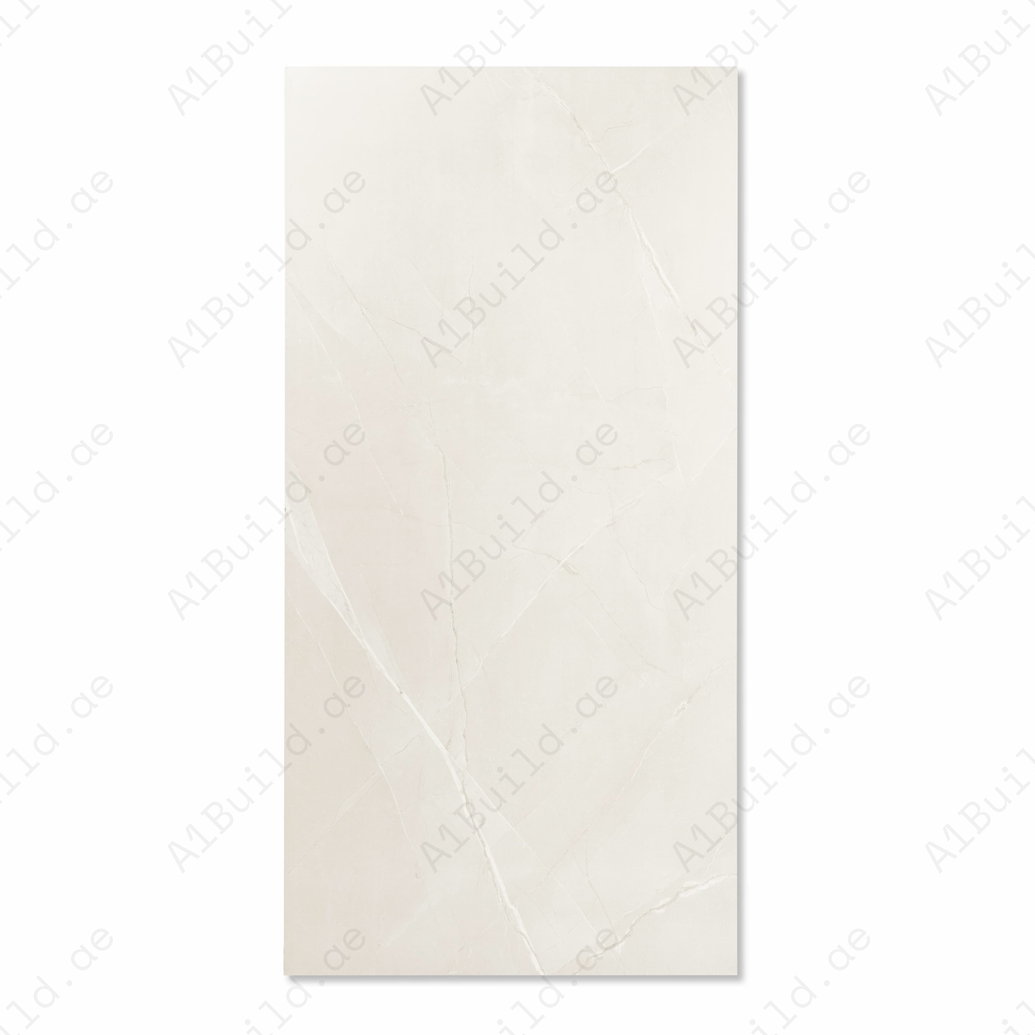 Liza Gris Ivory White Matte Porcelain Tile 60x120cm | Ghost Vein Marble Look Large Format Floor & Wall Tile | Barely-There Veining Luxury Flooring UAE