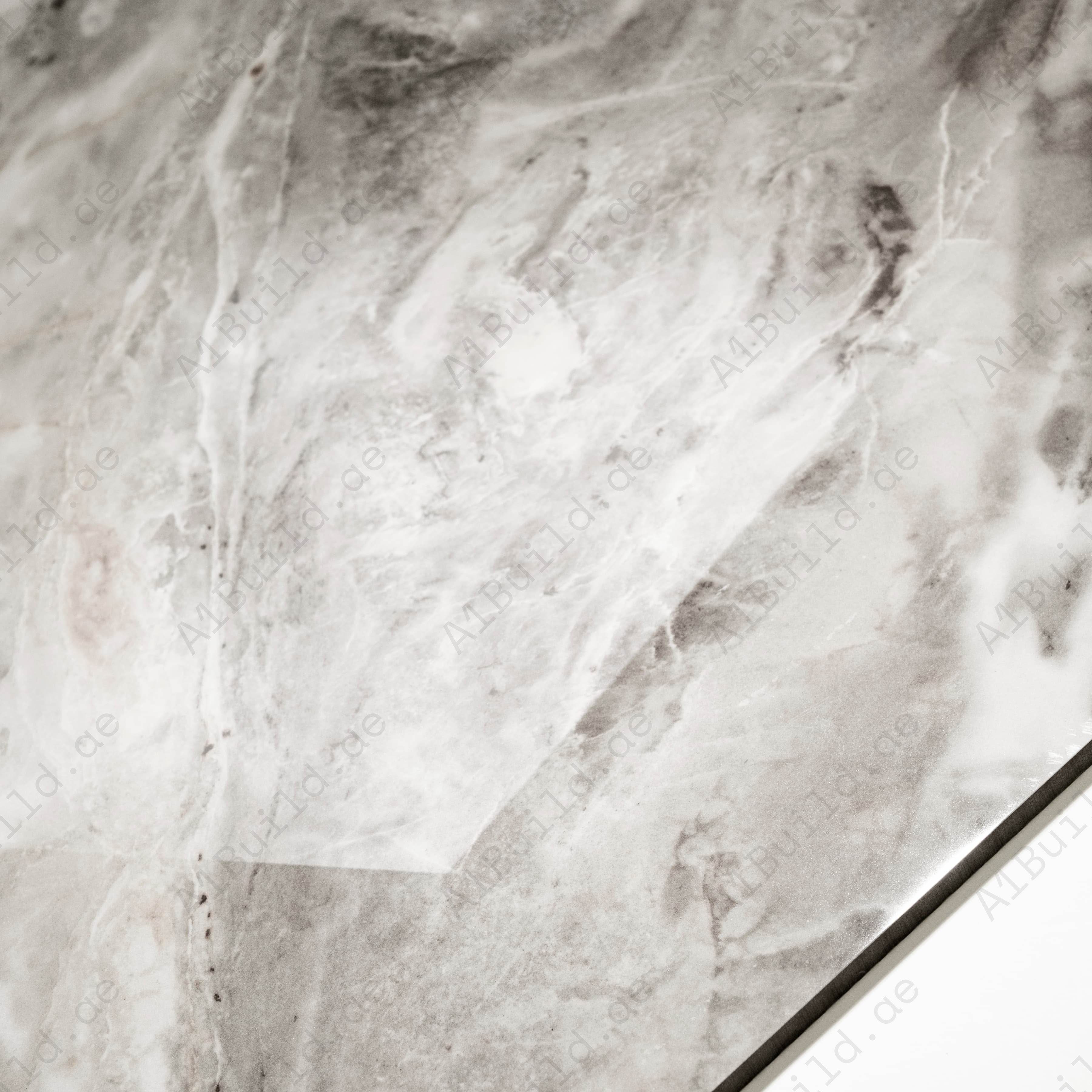Bristol Coffee Glossy Porcelain Tile 60x120cm | Dramatic Grey White Marble Look Large Format | Statement Floor & Wall Tile UAE