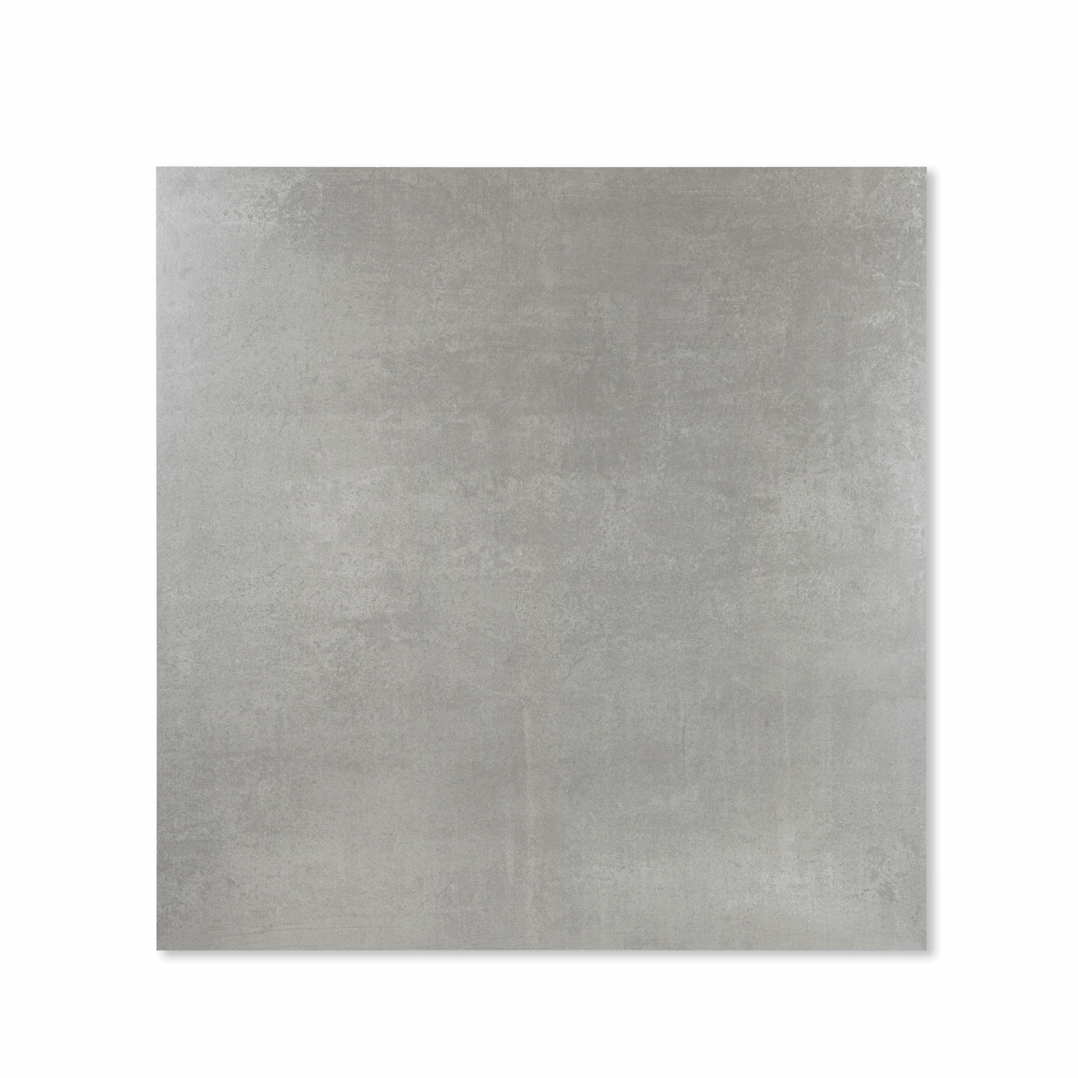 Top view of Urban Grey concrete-effect matt porcelain tile with uniform grey tone and subtle mottling