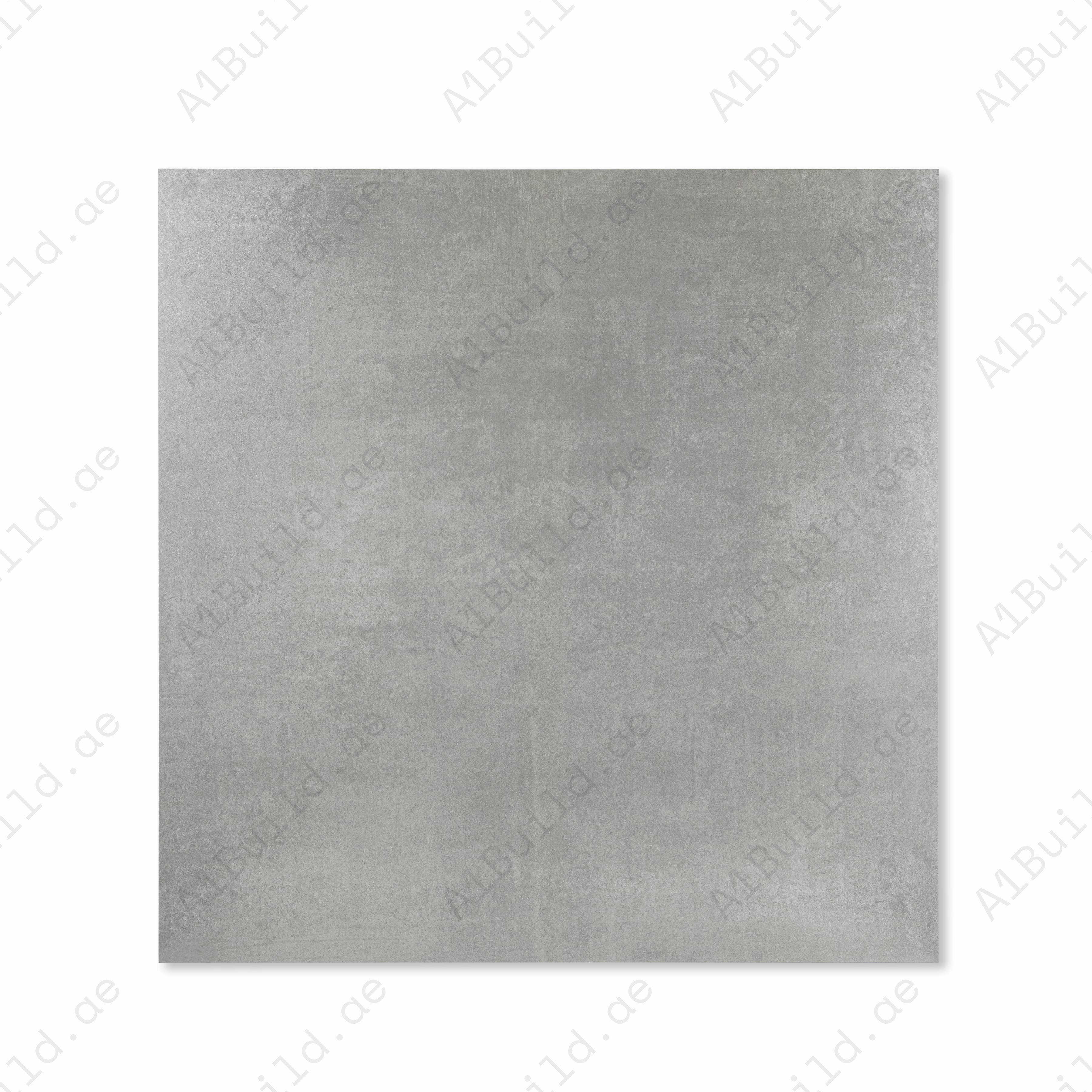 Top view of Urban Grey concrete-effect matt porcelain tile with uniform grey tone and subtle mottling