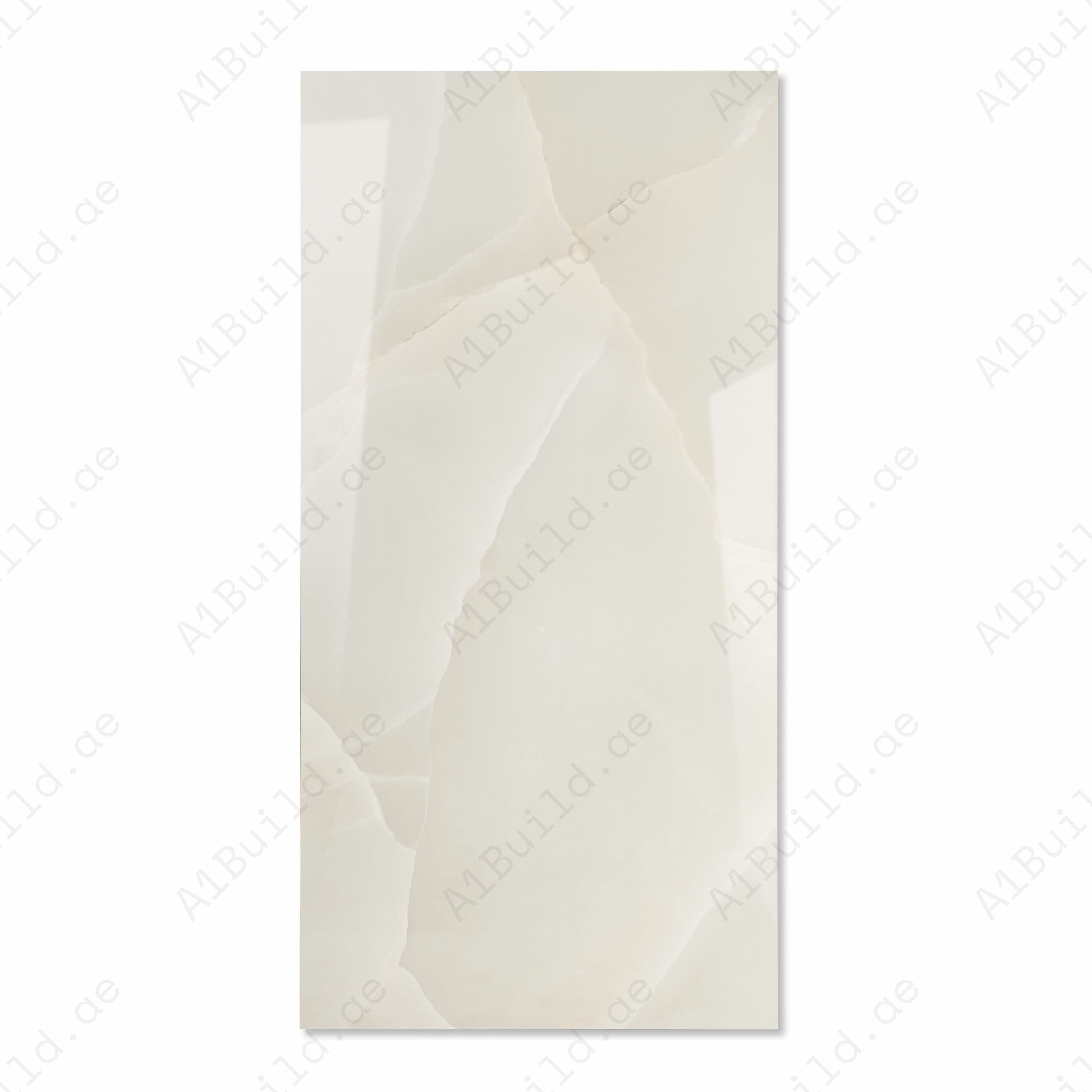 Griblont Gold Cream Glossy Porcelain Tile 60x120cm | Crystal Geometric Onyx Look Large Format | Ultra-Luxury Floor & Wall Tile UAE