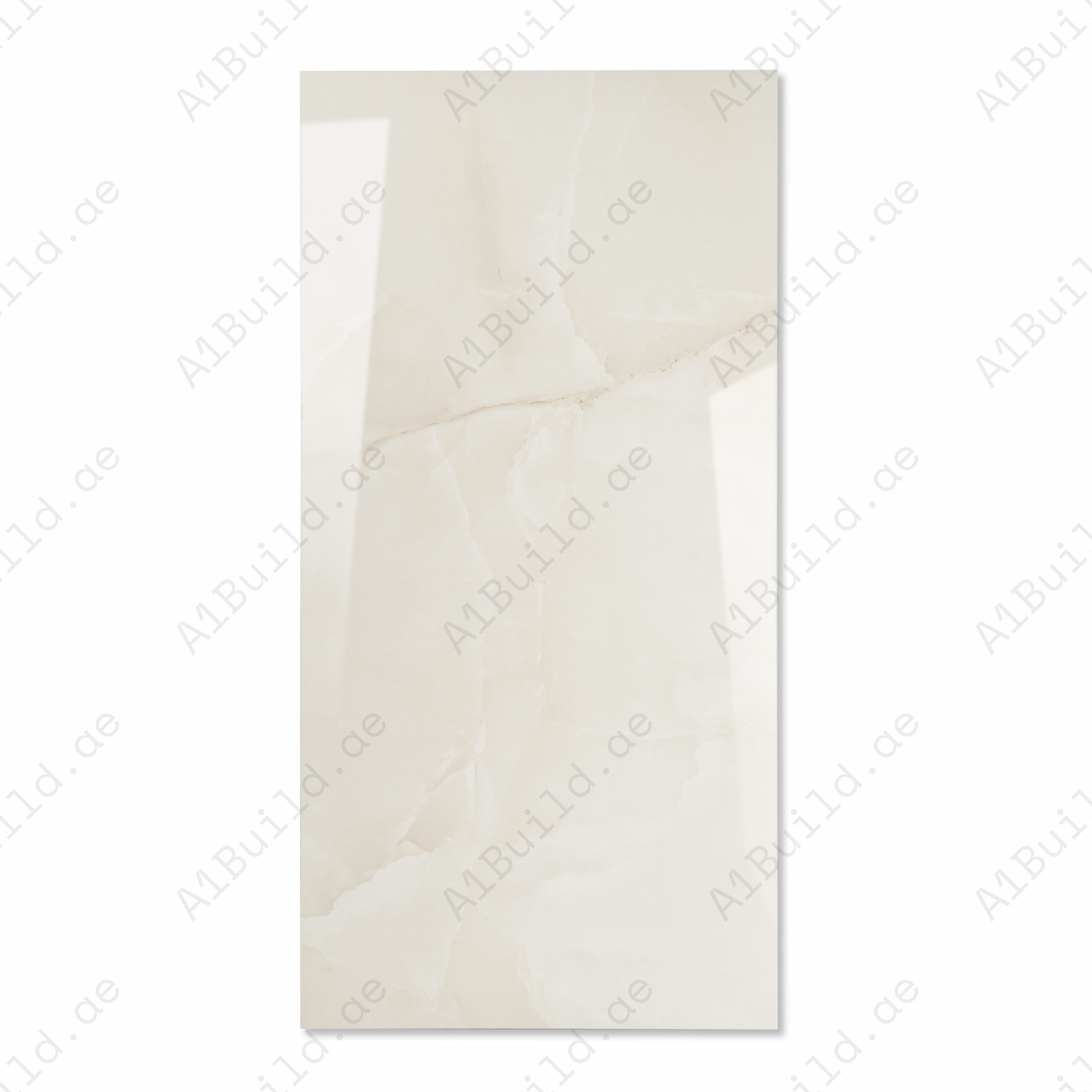 Onyx Brunet Cream Glossy Porcelain Tile 60x120cm | Onyx Marble Look Large Format Floor & Wall Tile | Ultra-Luxury Translucent Effect Flooring UAE Dubai Abu Dhabi