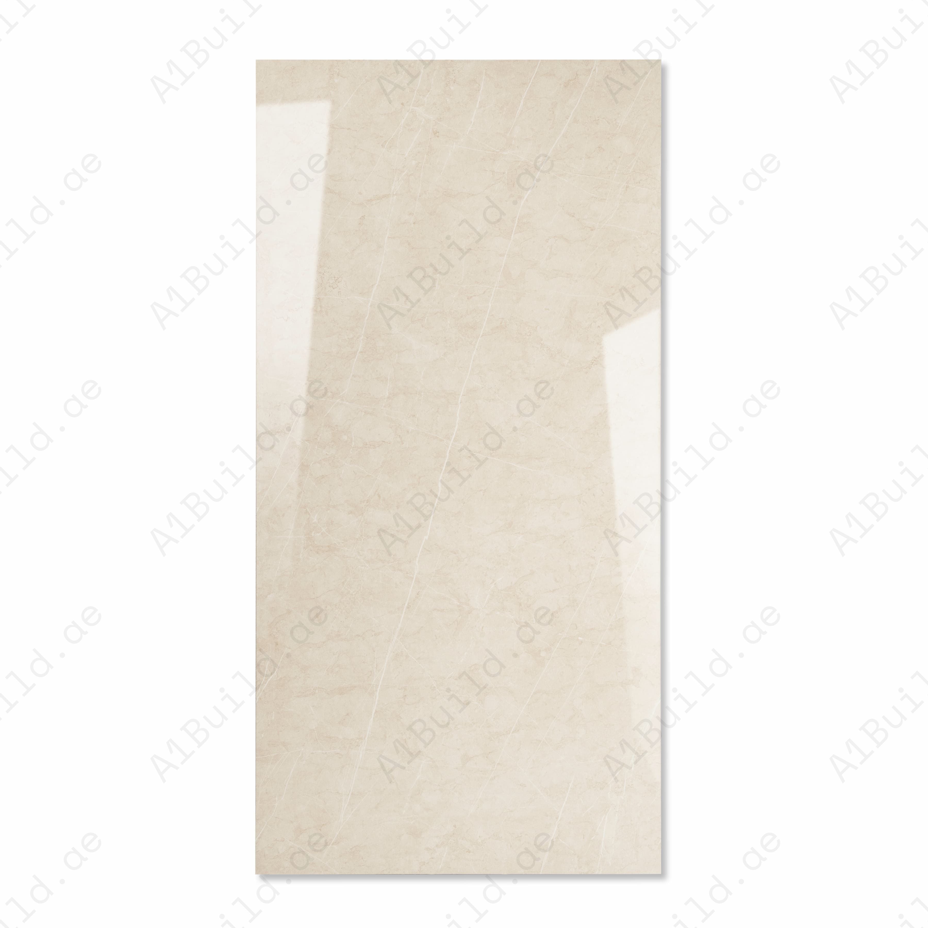 Sierra Beige Glossy Porcelain Tile 60x120cm | Warm Cream Marble Look Large Format | Luxury Floor & Wall Tile UAE