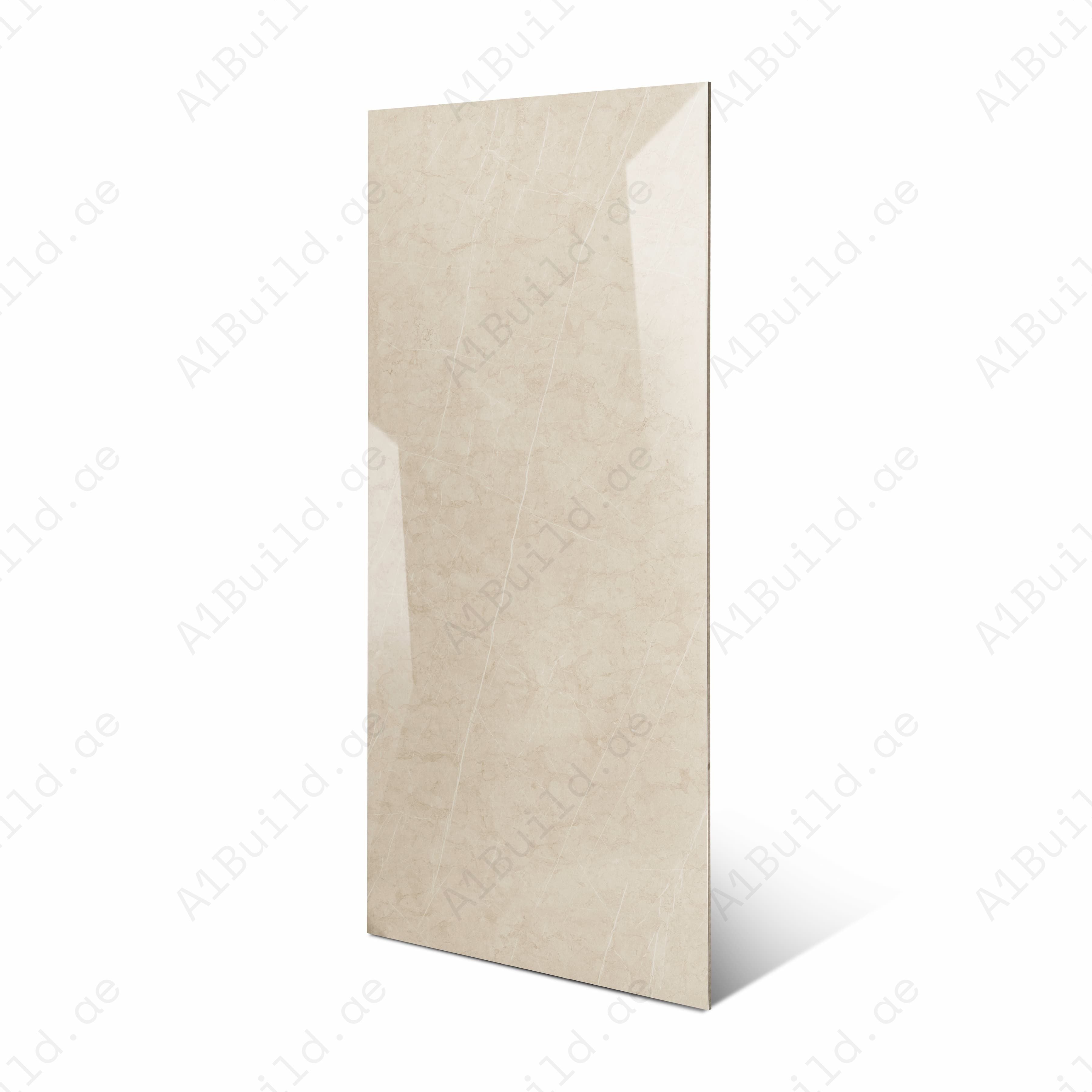 Sierra Beige Glossy Porcelain Tile 60x120cm | Warm Cream Marble Look Large Format | Luxury Floor & Wall Tile UAE