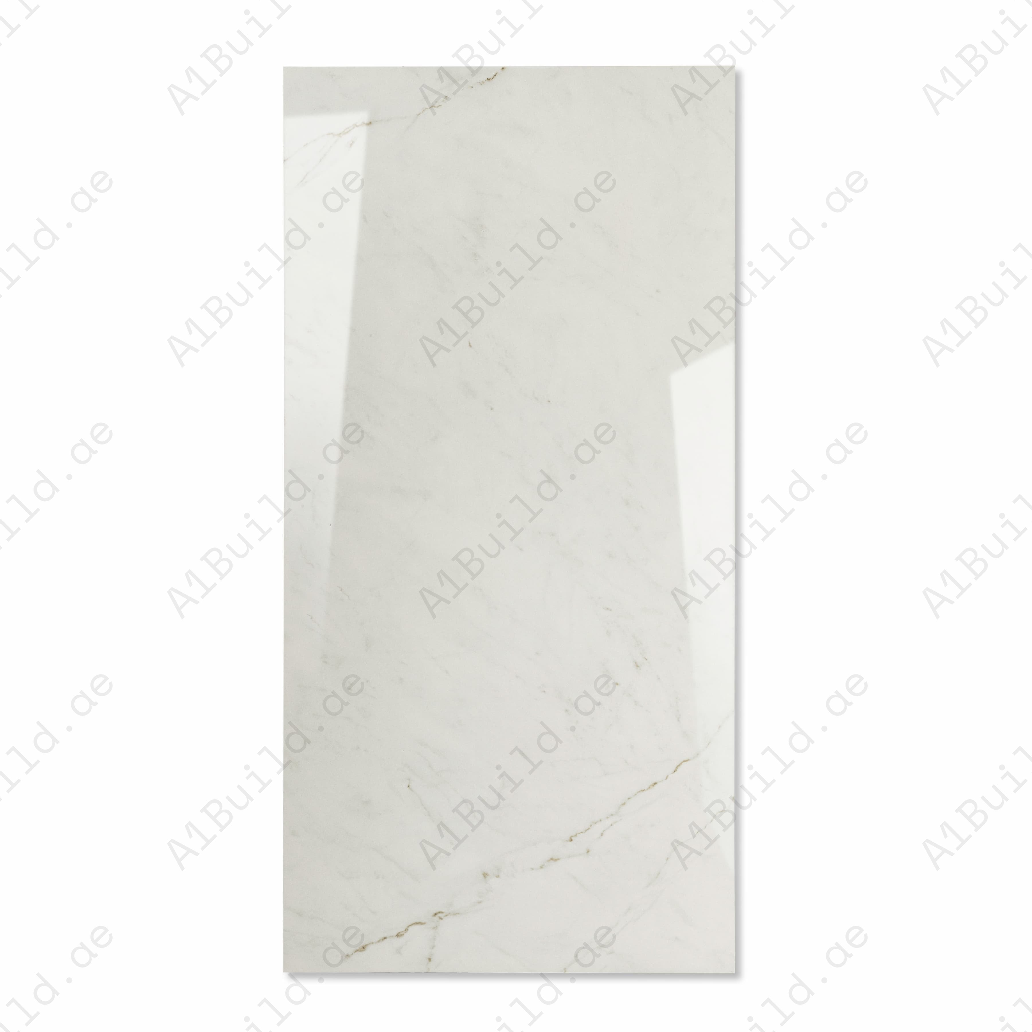 Calacatta Gold White Glossy Porcelain Tile 60x120cm | Fine Gold Veined Marble Look Large Format | Luxury Floor & Wall Tile UAE