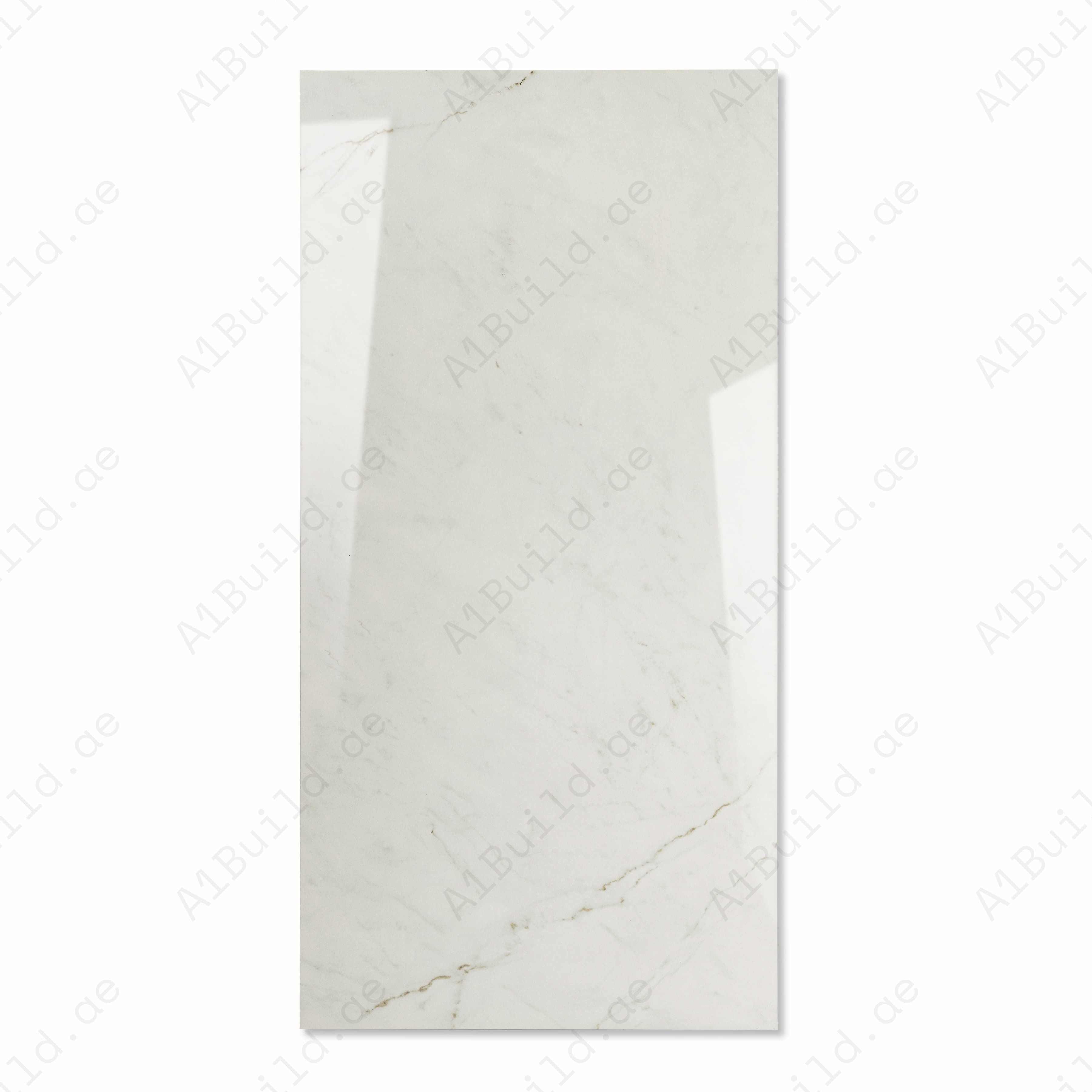 Calacatta Gold White Glossy Porcelain Tile 60x120cm | Fine Gold Veined Marble Look Large Format | Luxury Floor & Wall Tile UAE