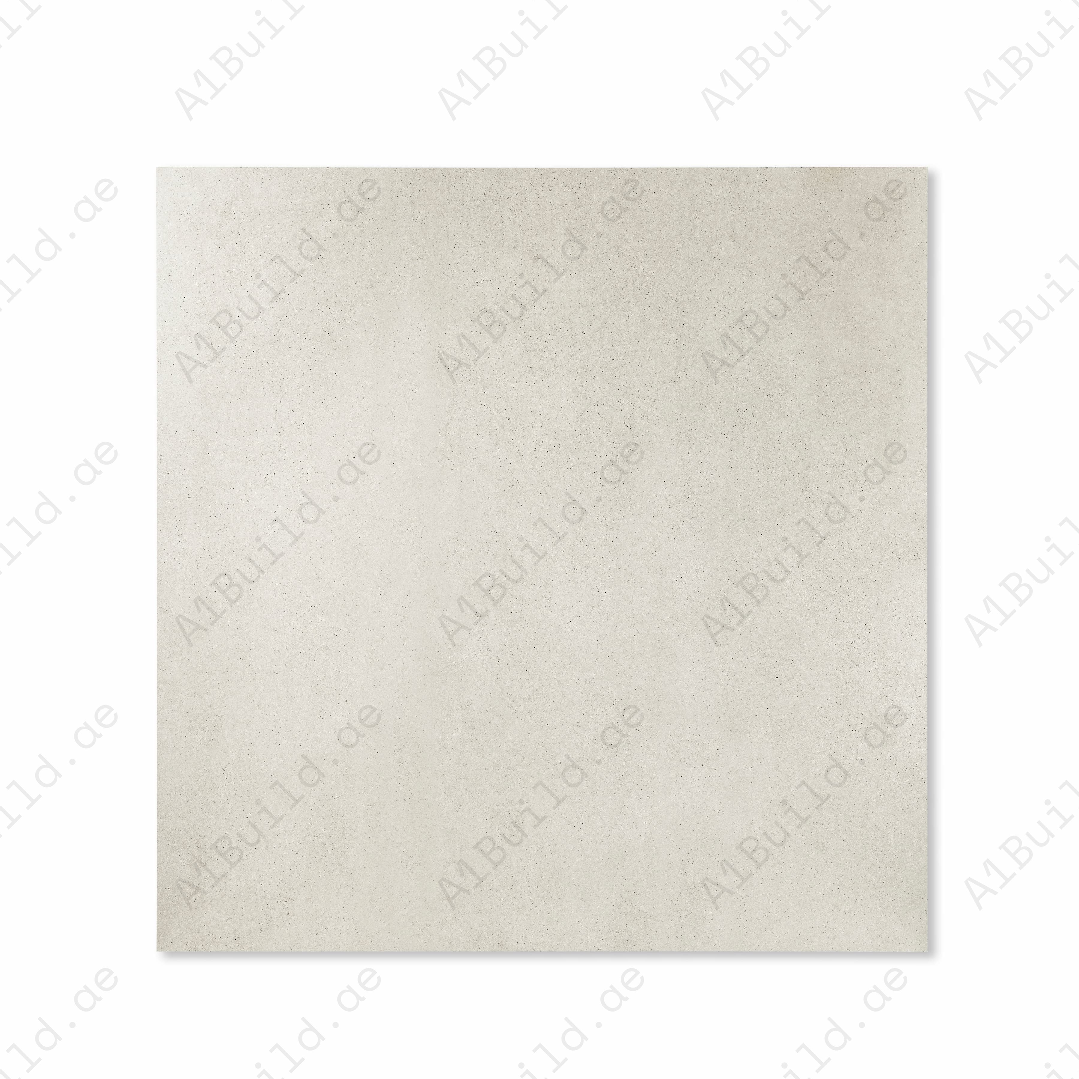 Top view of Vera Grey light grey porcelain floor tile 120x120cm with terrazzo-style dark speckled grain
