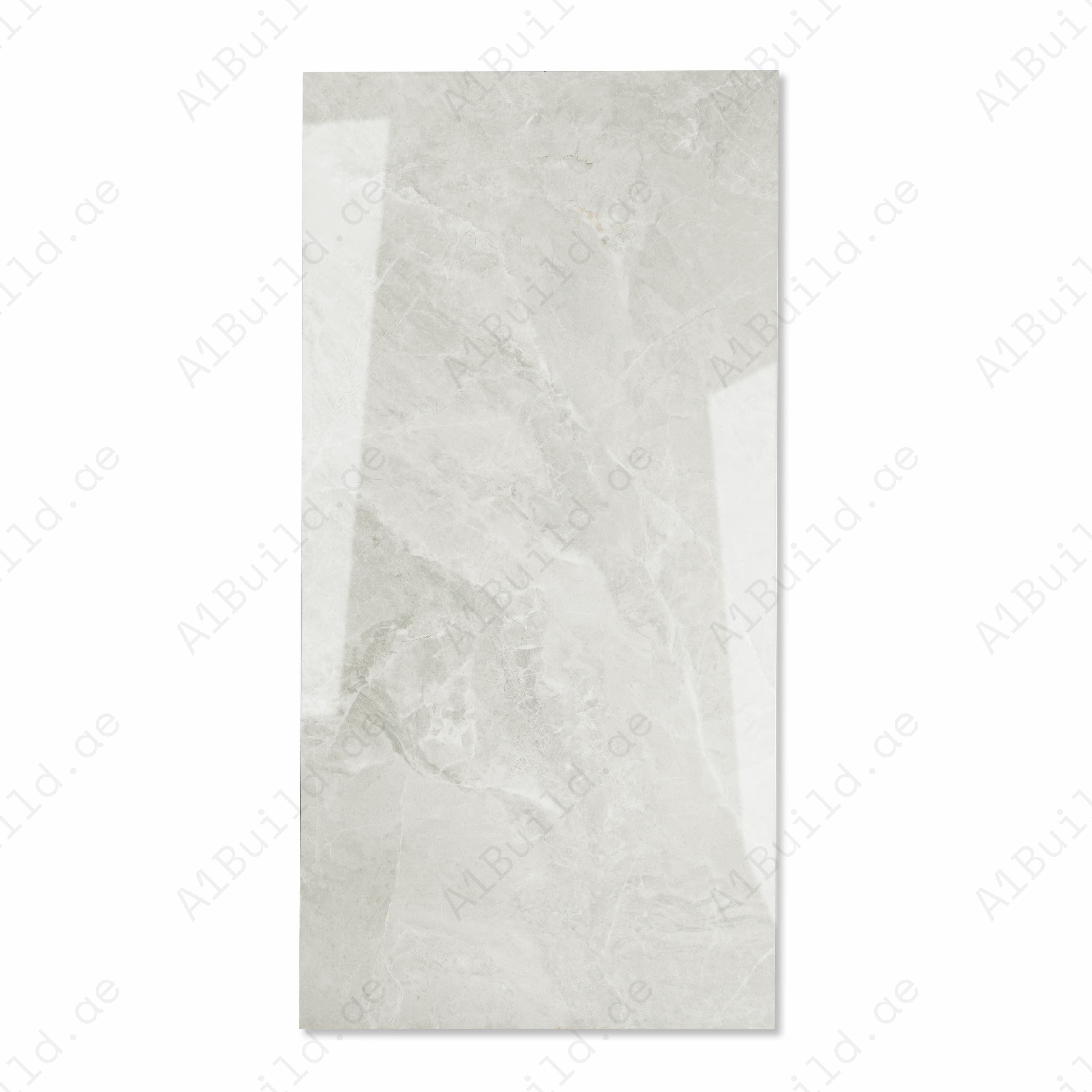 Era White Glossy Porcelain Tile 60x120cm | Soft Grey White Marble Look Large Format Floor & Wall Tile UAE