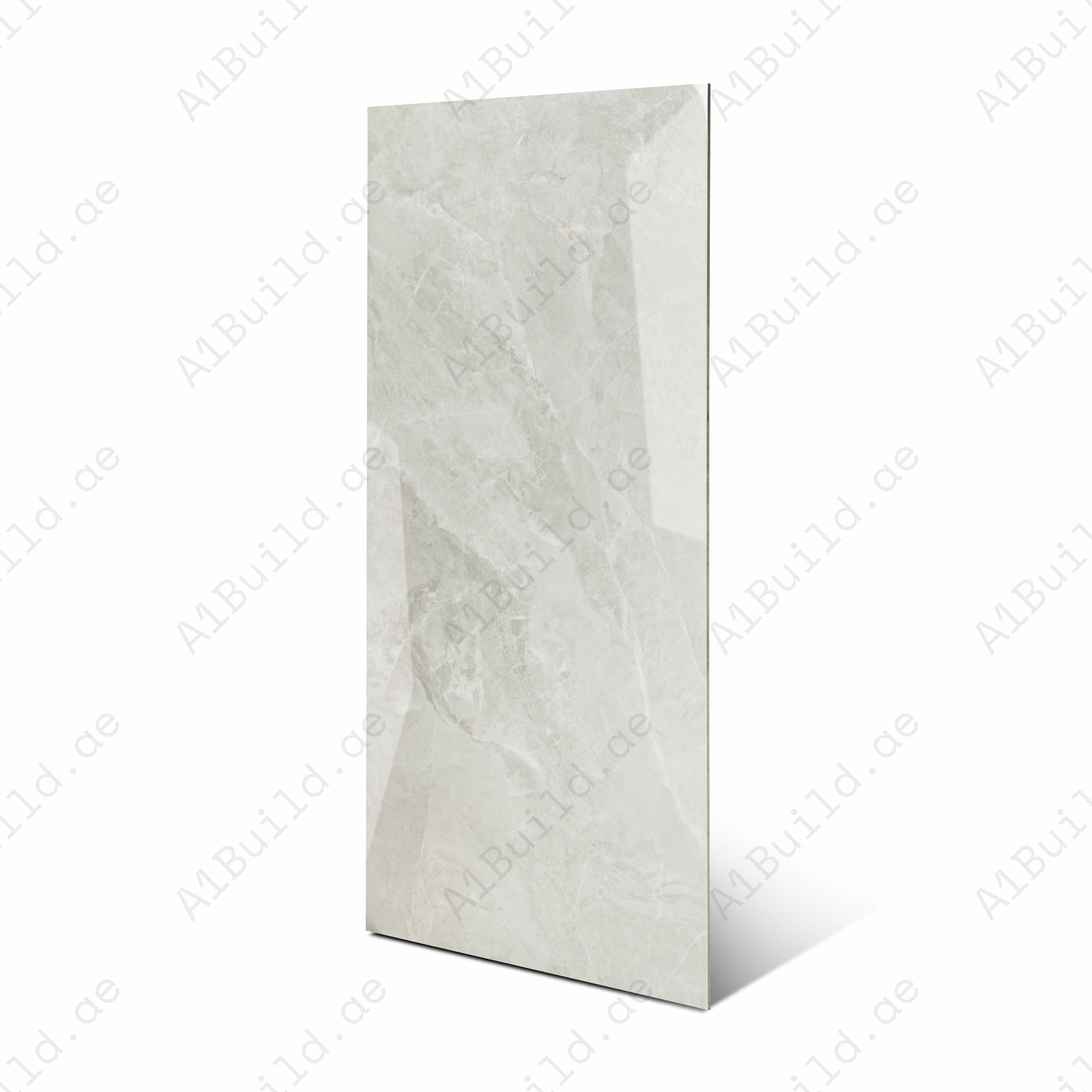 Era White Glossy Porcelain Tile 60x120cm | Soft Grey White Marble Look Large Format Floor & Wall Tile UAE