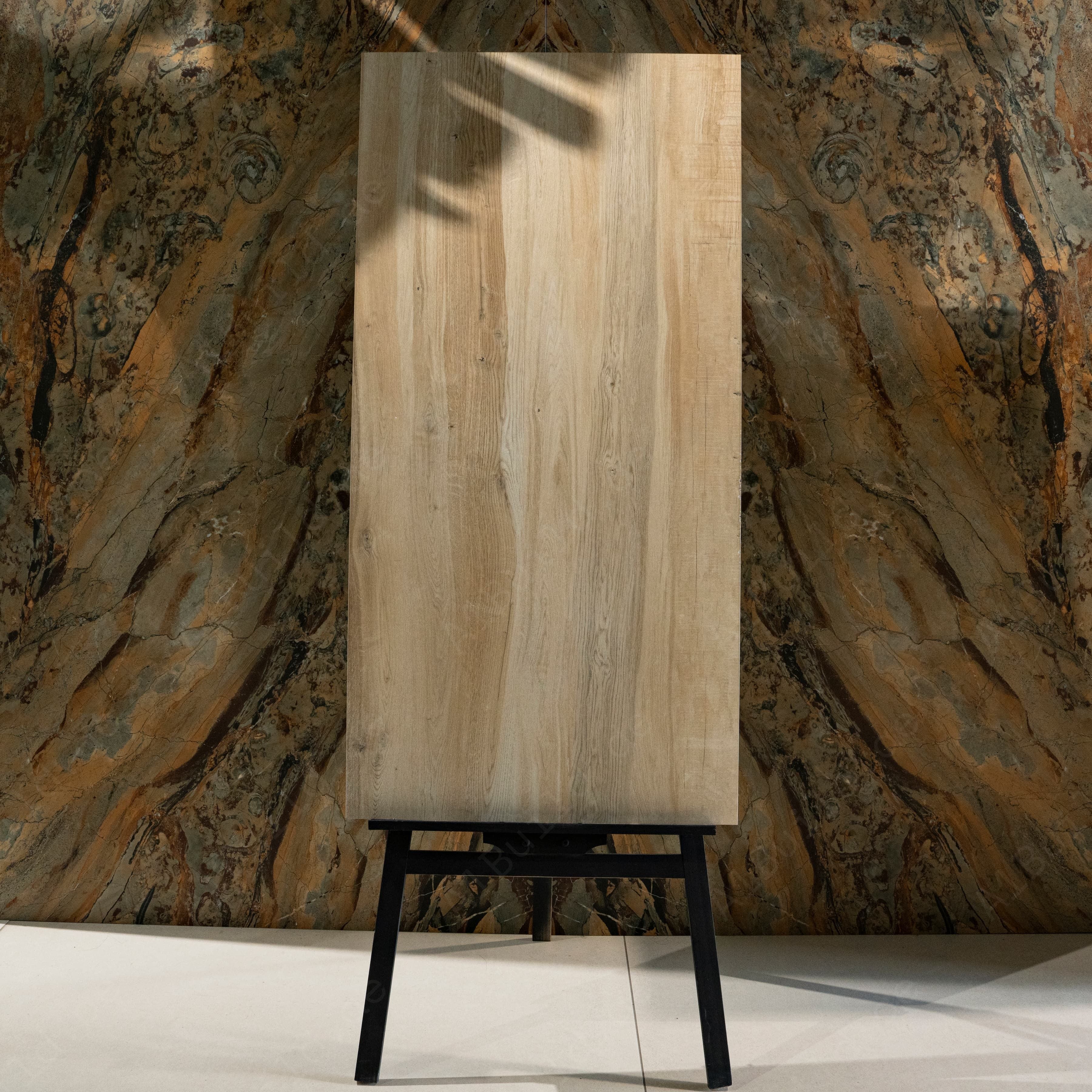 Walnut Wood Matte Porcelain Tile 60x120cm | Light Oak Wood Look Large Format Floor Tile | Waterproof Timber Effect Flooring UAE