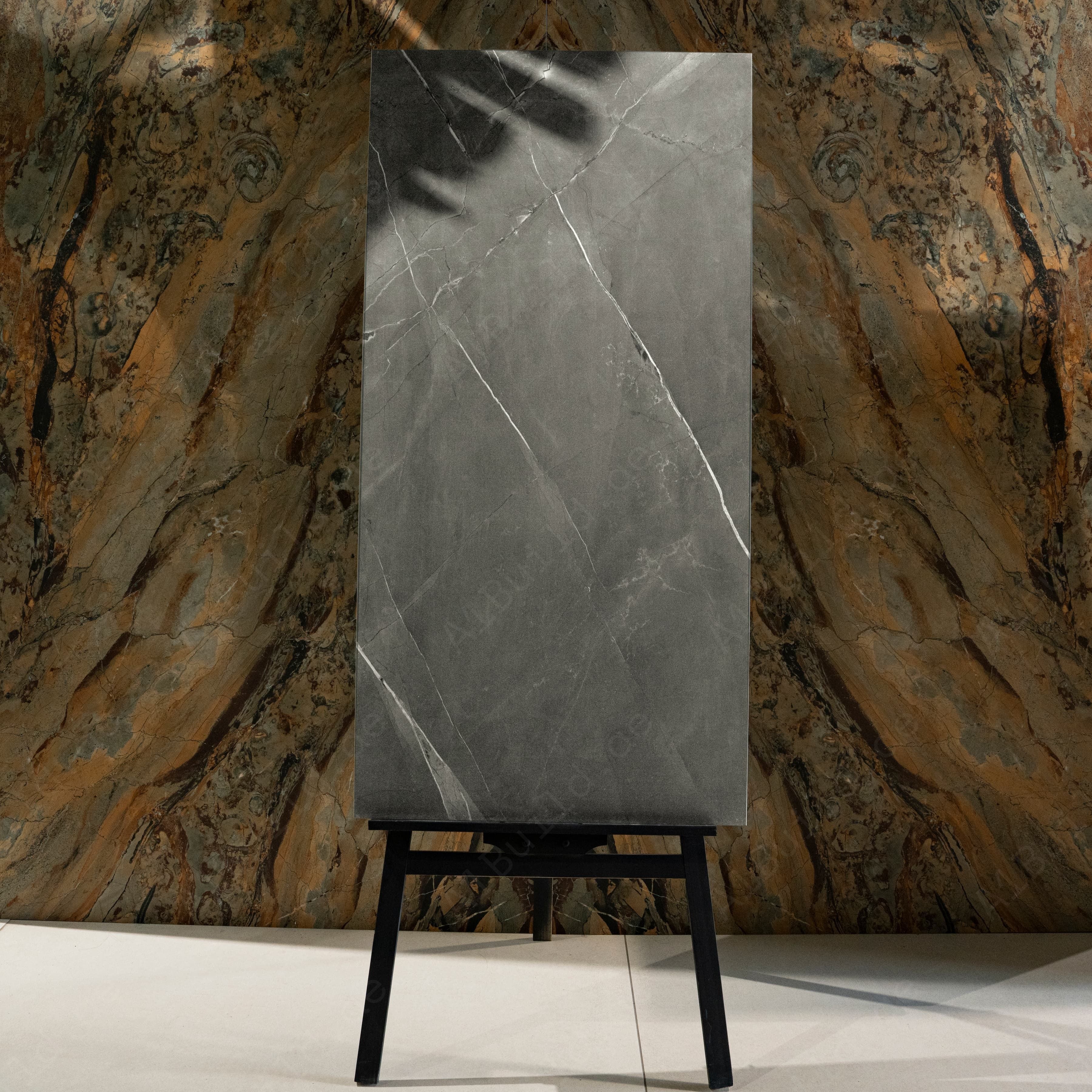 Liza Grey Matte Porcelain Tile 60x120cm | Bold Grey Marble Look Large Format Floor & Wall Tile | Contemporary Stone Flooring UAE