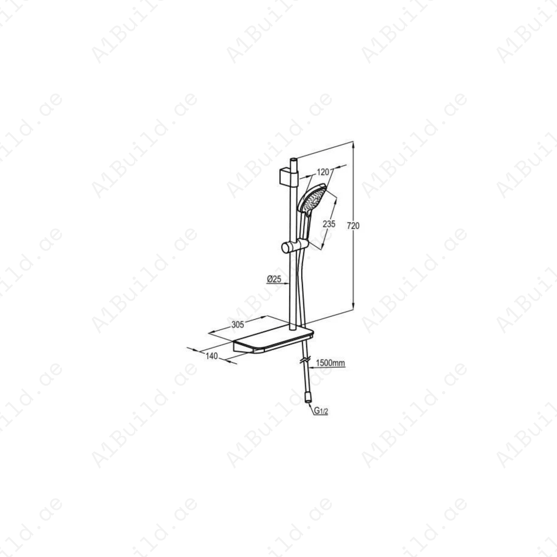 3S Shower Set with Acrylic Shelf Chrome