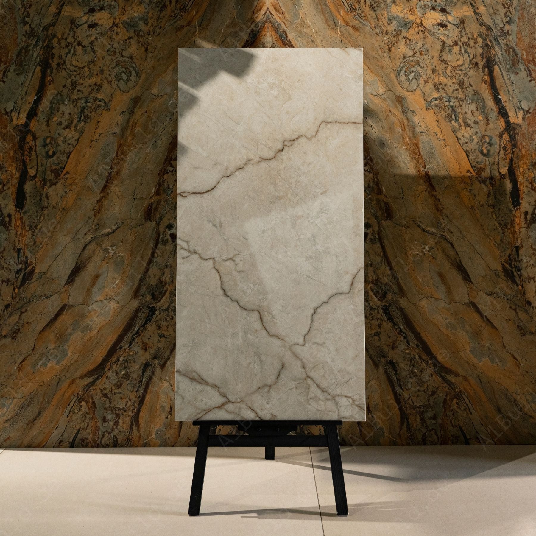 Torso Gold Glossy Marble Effect Porcelain Floor & Wall Tile 60x120cm 9mm