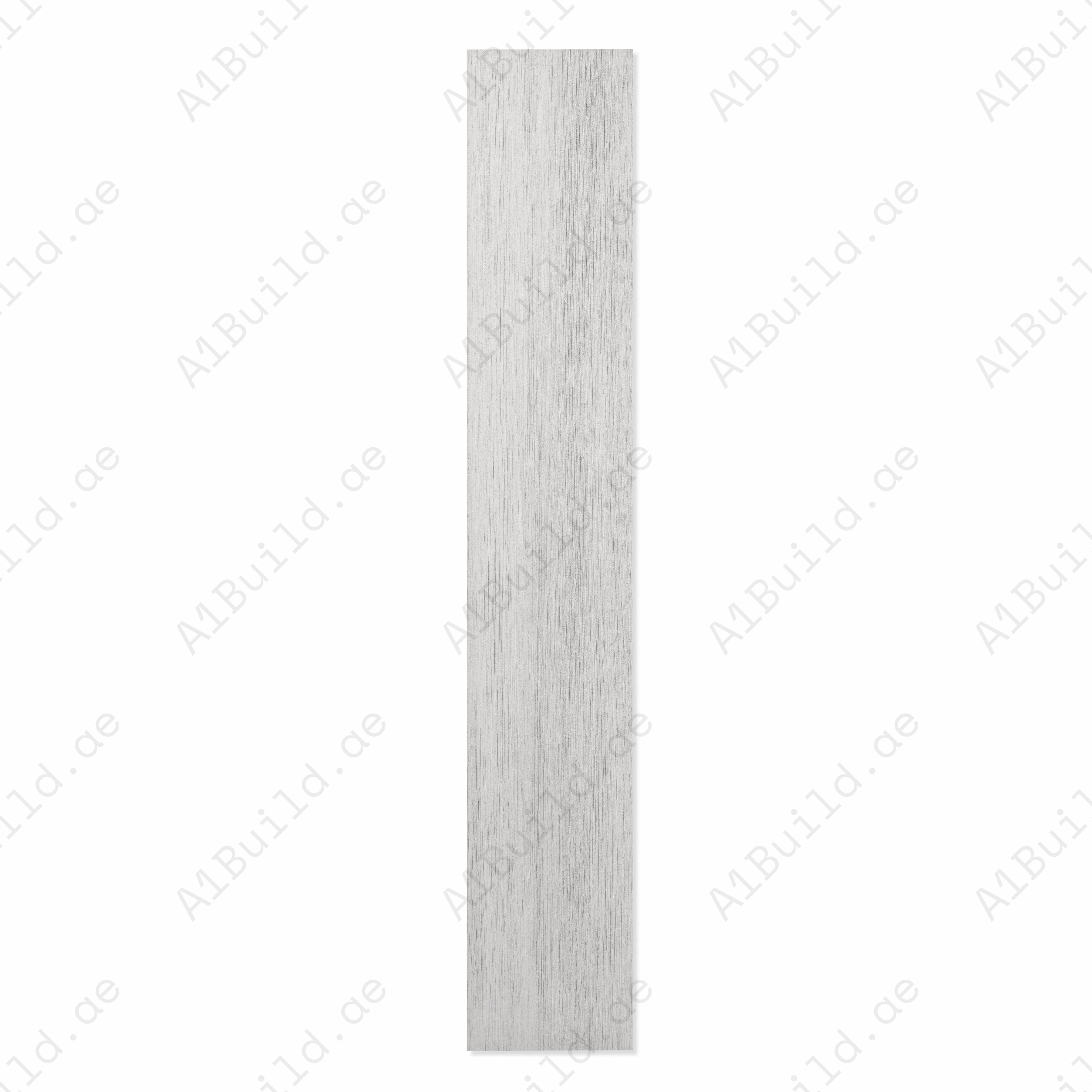 Ciaz White wood-look porcelain plank tiles displayed in a styled interior setting