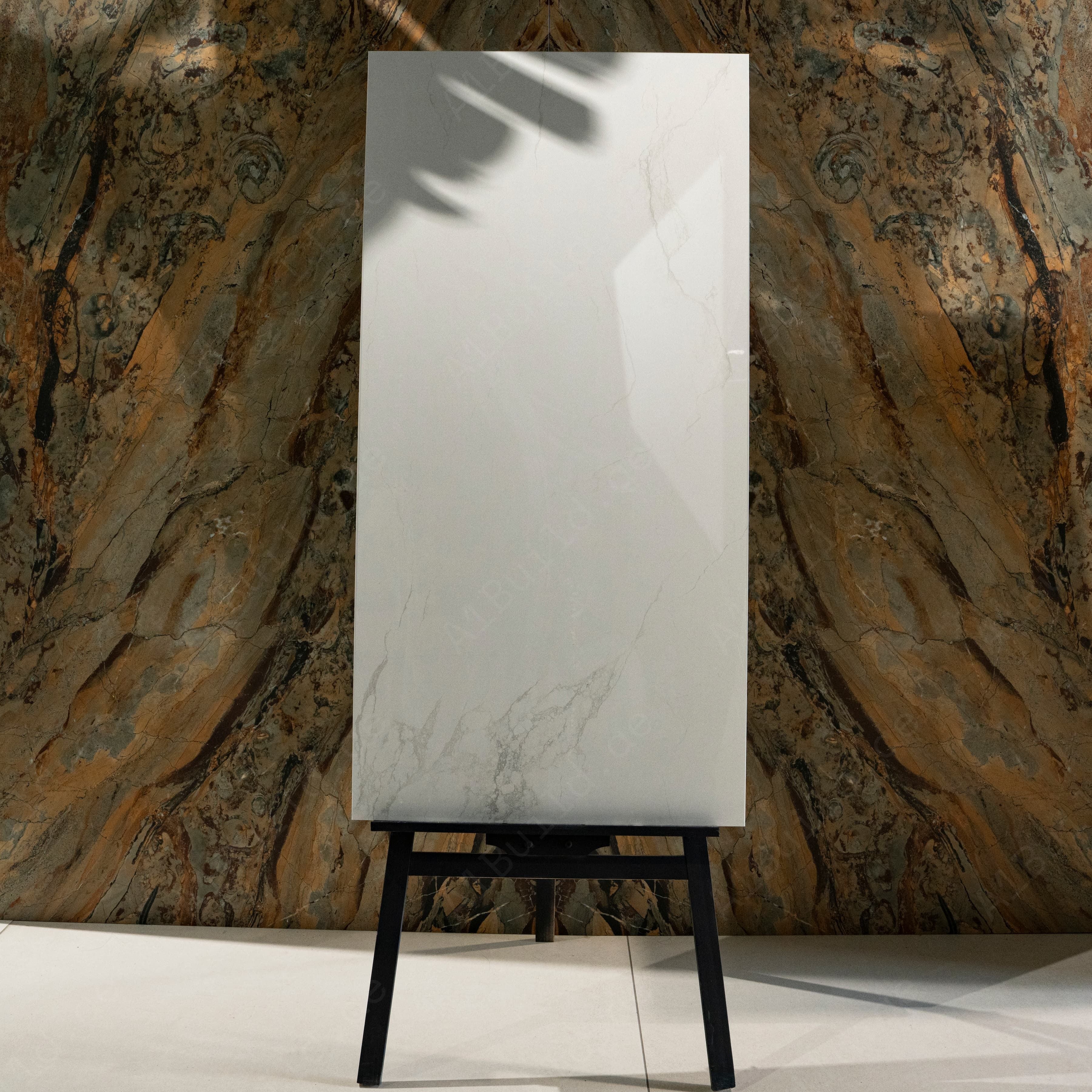 Daffodil White Glossy Porcelain Tile 60x120cm | Soft Grey Veined White Marble Look Large Format Floor & Wall Tile UAE