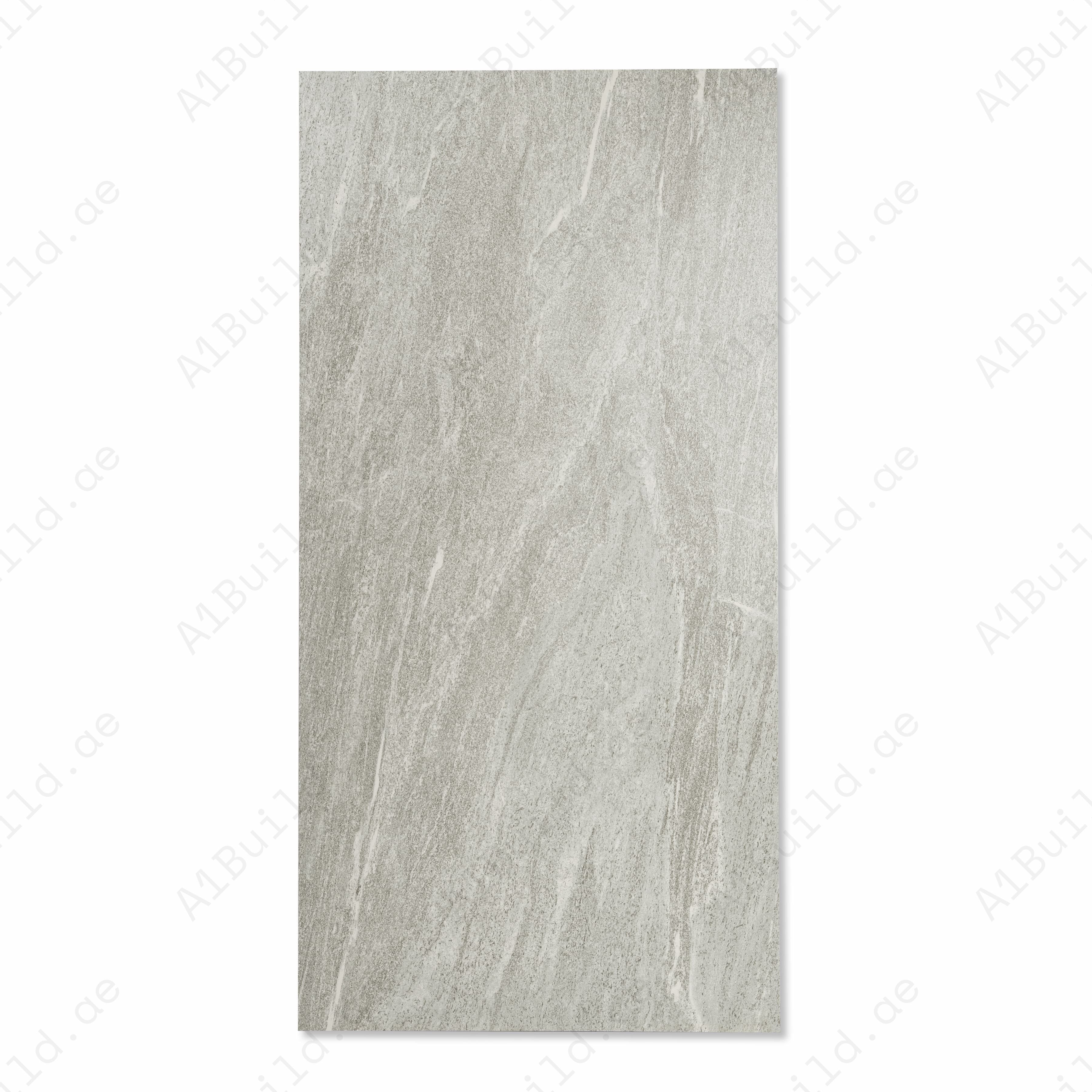Northstone Grey Matte Porcelain Tile 60x120cm | Textured Grey Quartzite Stone Look Large Format Floor & Wall Tile UAE