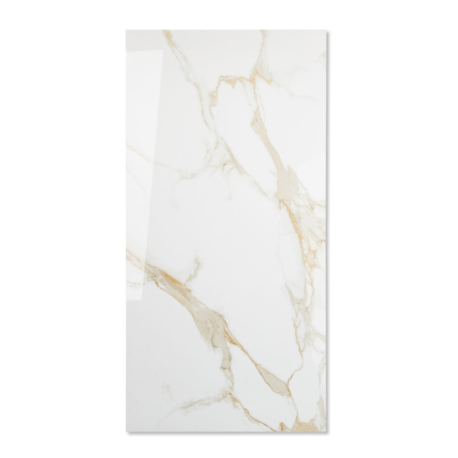 Fabula Beige Polished Limestone Look Glossy Porcelain Floor & Wall Tile 60x120cm 9mm Thickness