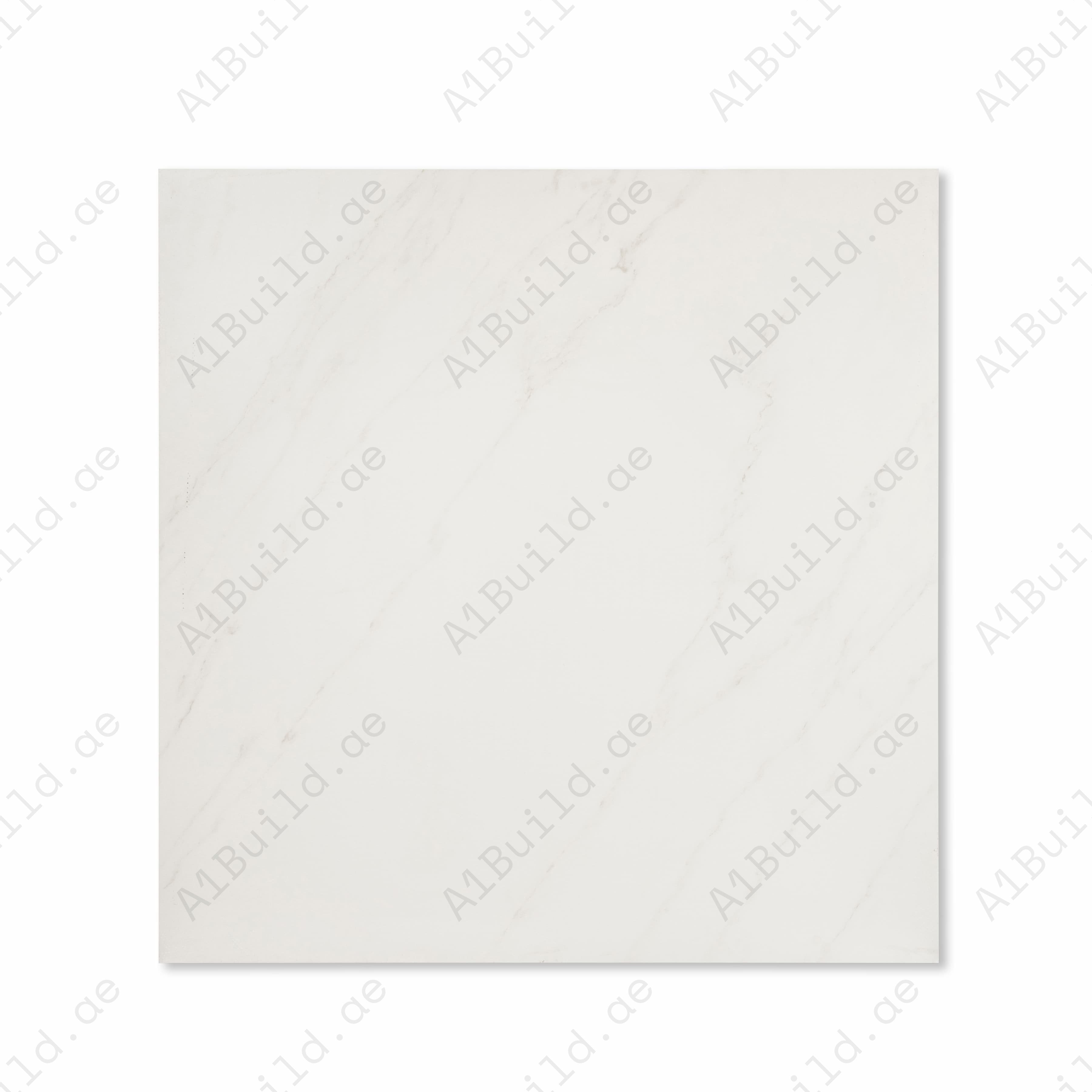 Top view of Arena Shine bright white matte porcelain floor tile 120x120cm with subtle wispy grey veining