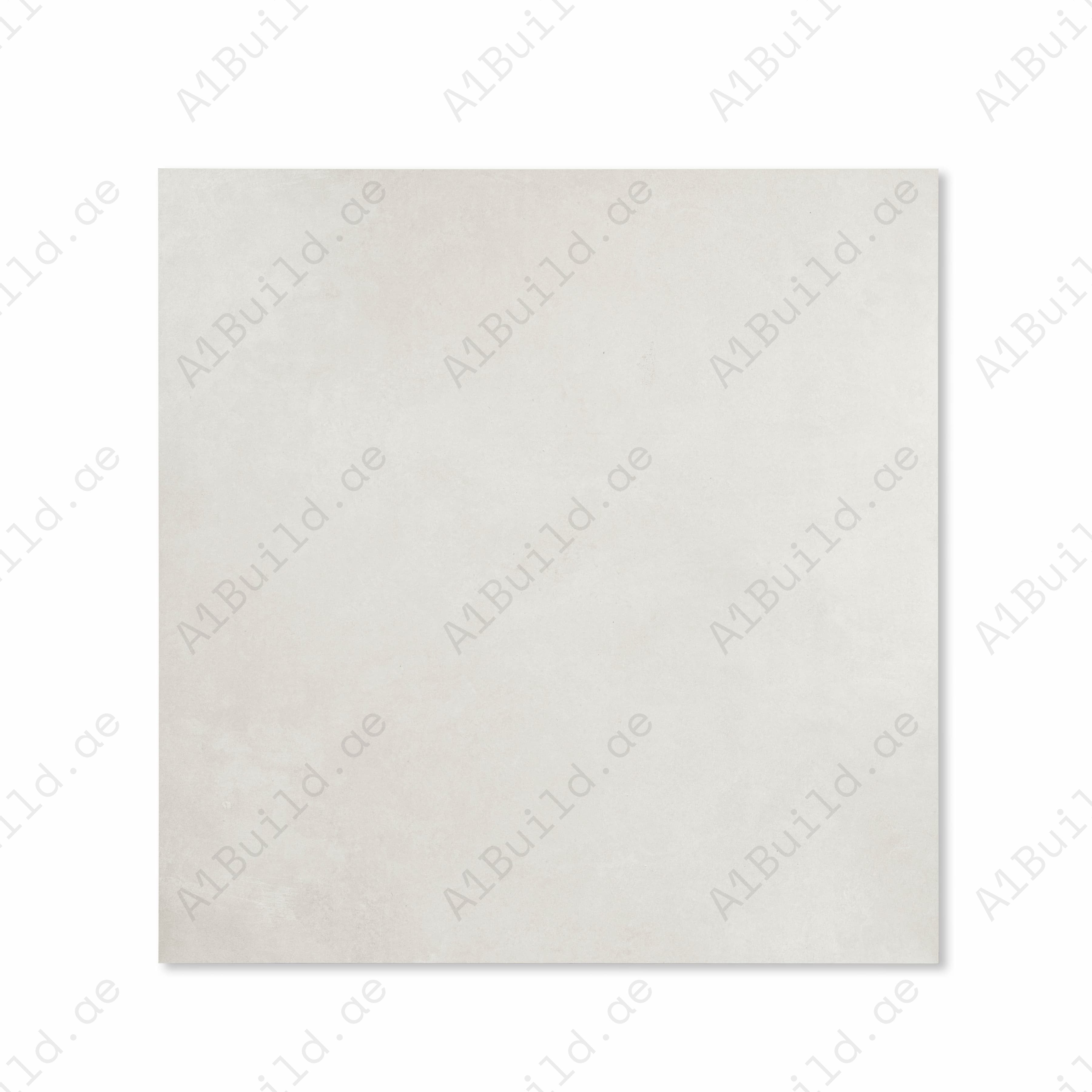 Azure Bianco 120x120cm matte porcelain tile flat view showing soft ivory concrete-look surface