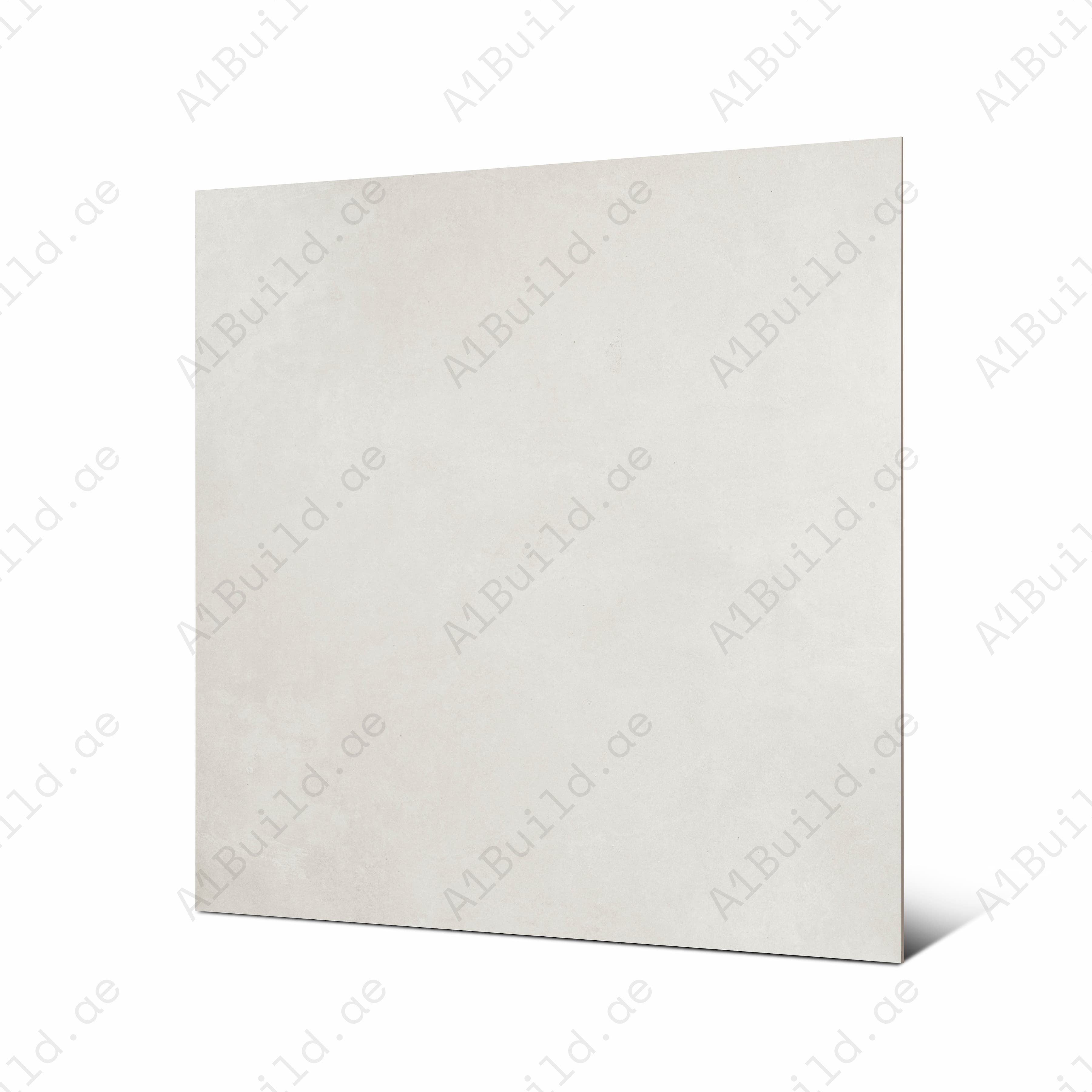 Azure Bianco large format porcelain tile angled view highlighting matte ivory finish and rectified edges