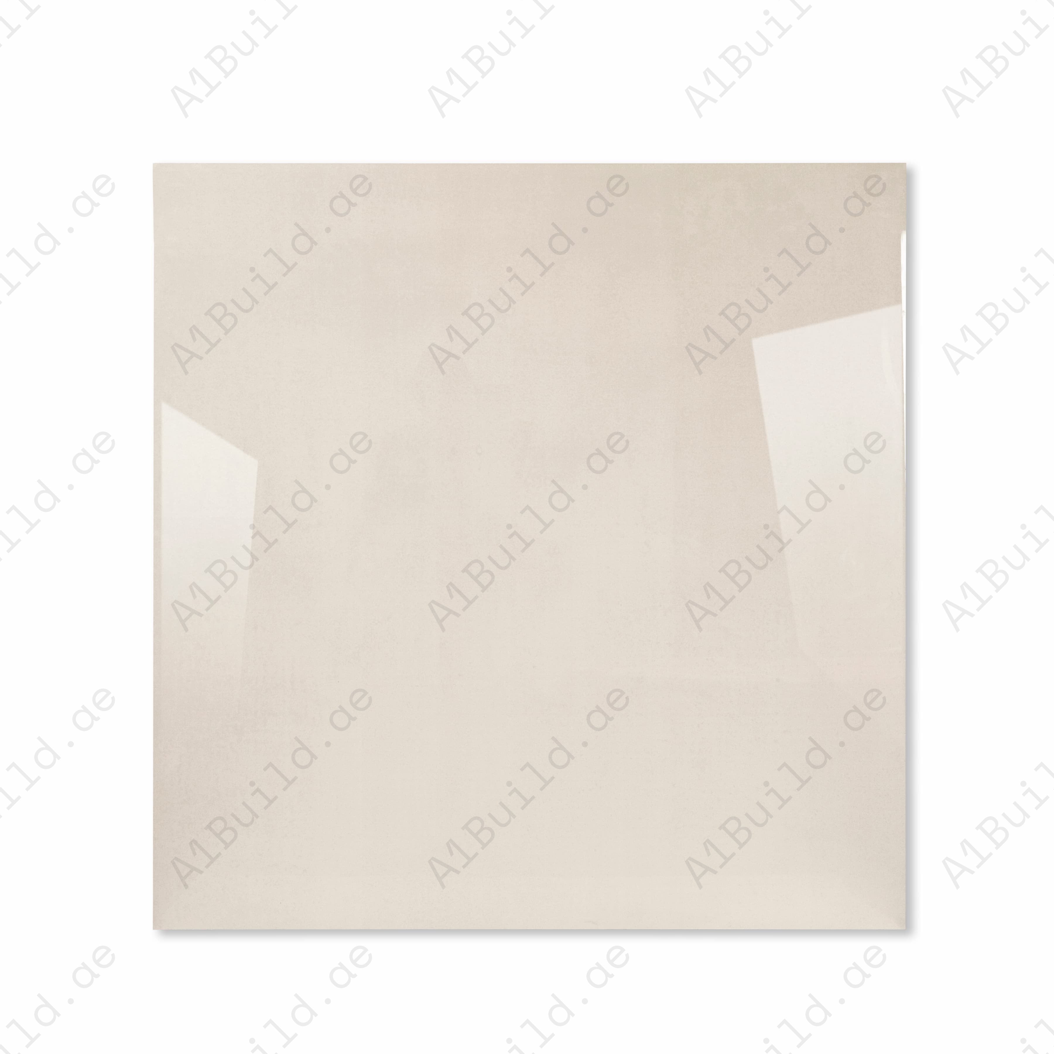 Portland Bianco 120x120cm glossy porcelain tile flat view showing warm cream polished surface