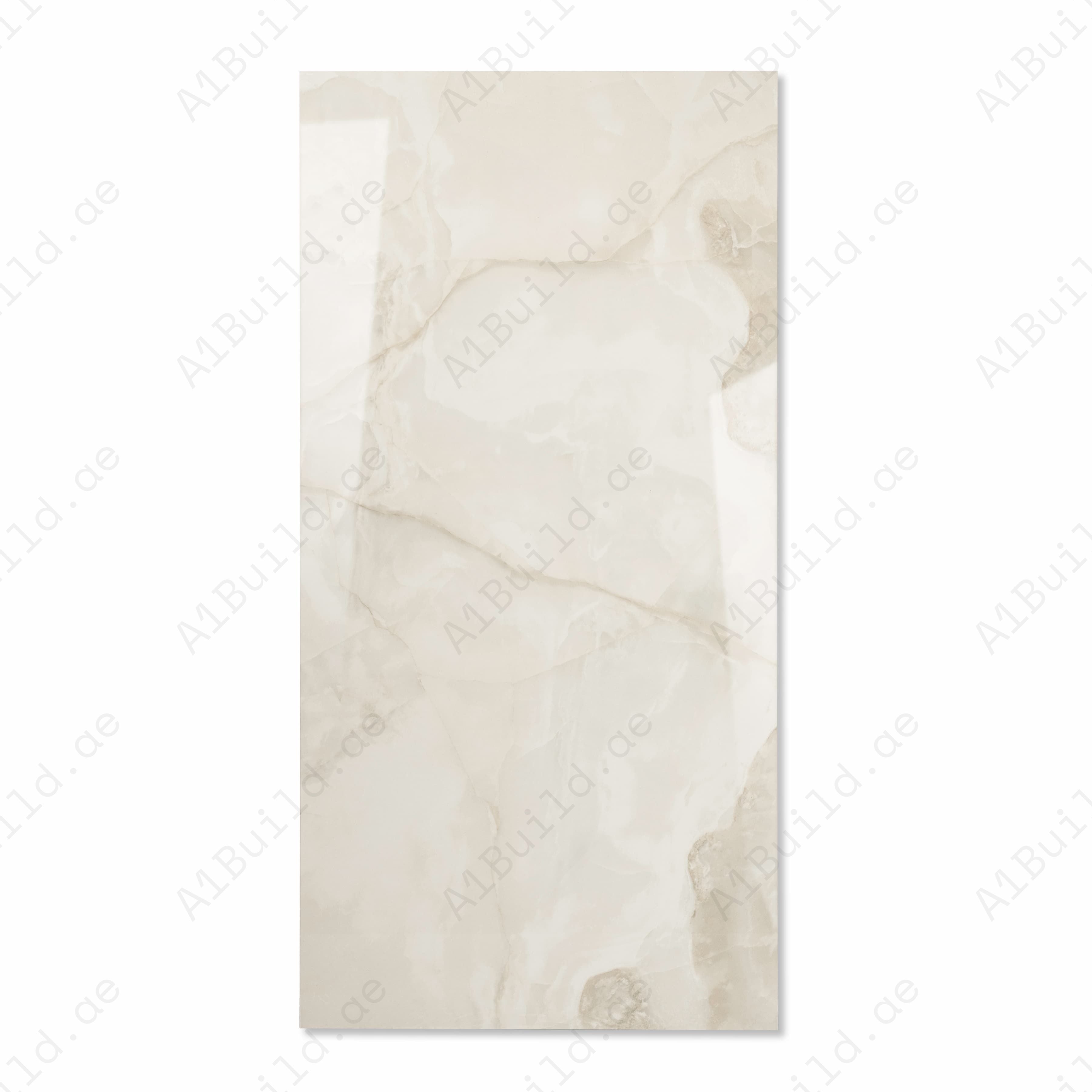 Oria Onyx Cream Glossy Porcelain Tile 60x120cm | Soft Cloud Onyx Look Large Format | Luxury Floor & Wall Tile UAE Dubai Abu Dhabi