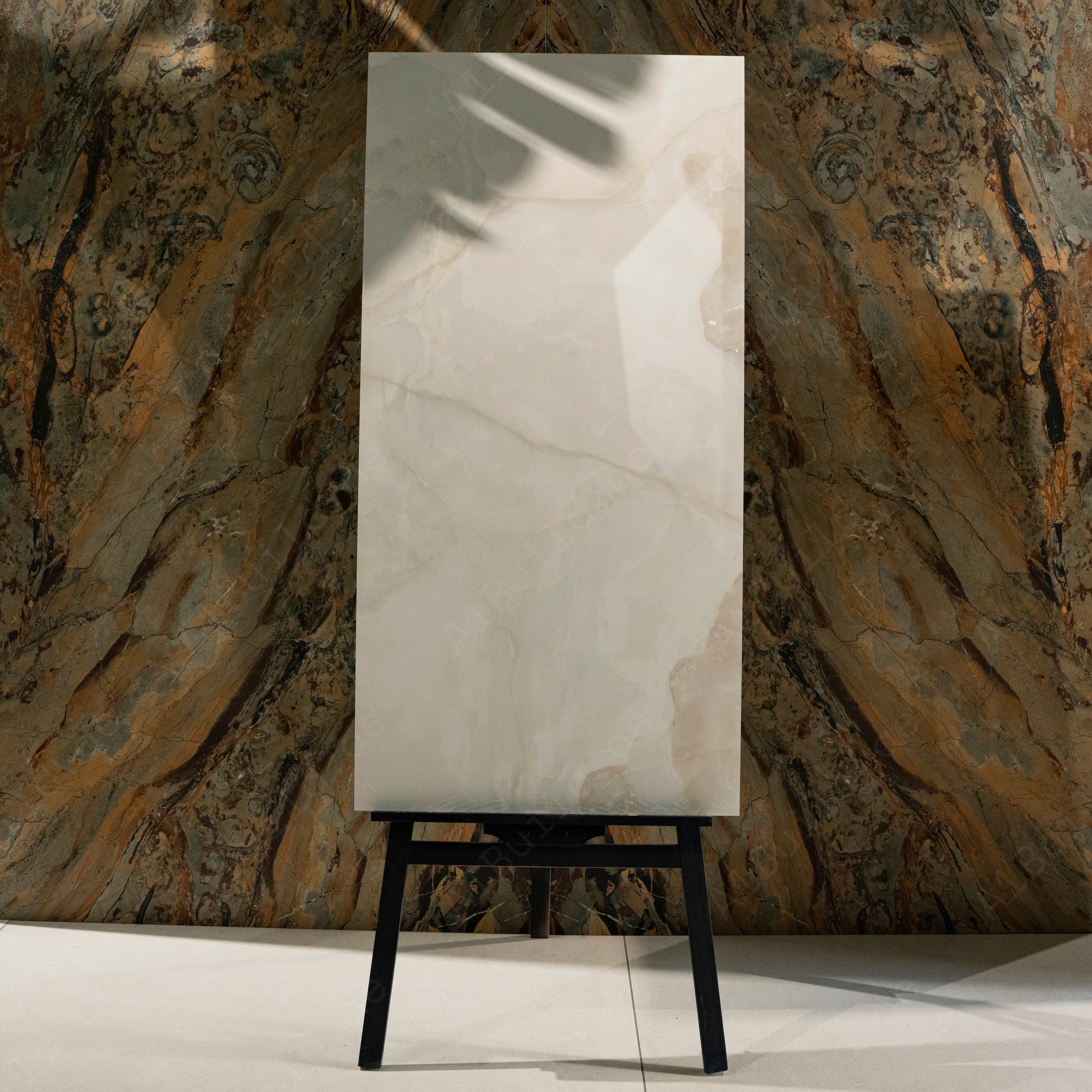 Oria Onyx Cream Glossy Porcelain Tile 60x120cm | Soft Cloud Onyx Look Large Format | Luxury Floor & Wall Tile UAE Dubai Abu Dhabi